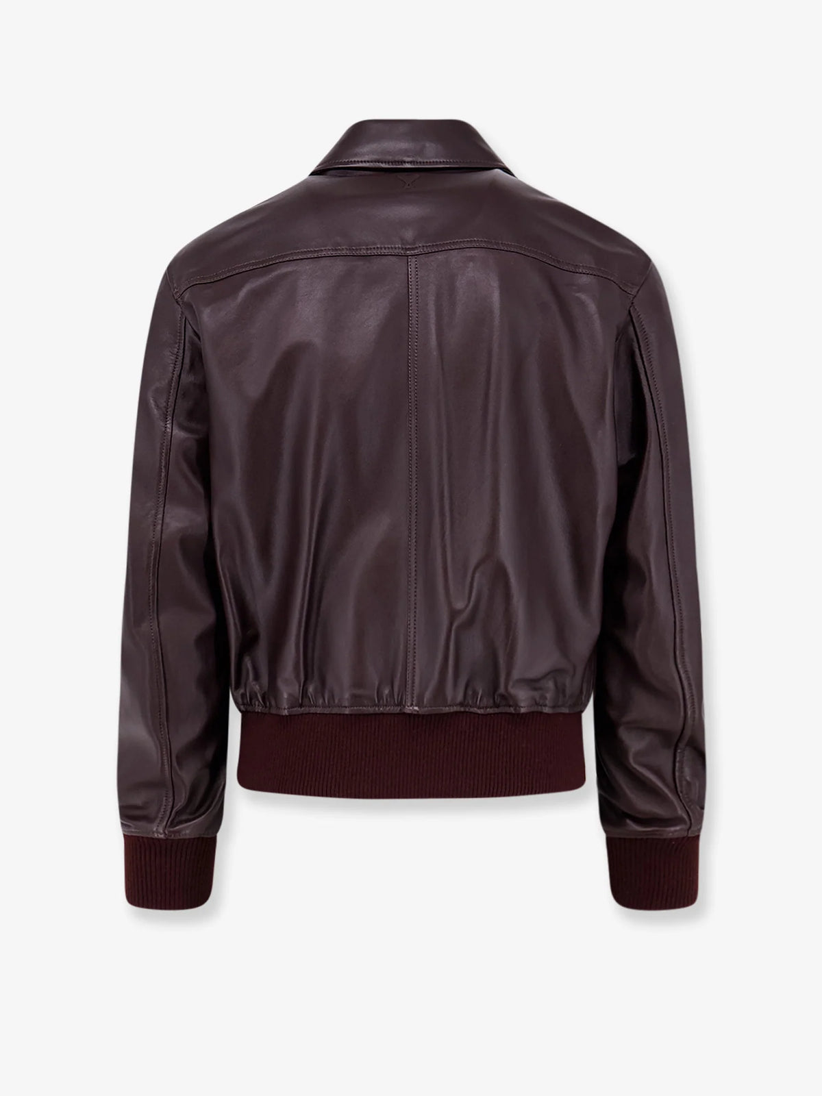 Bordeaux leather jacket with zip