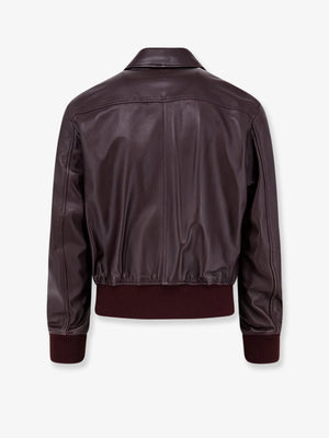 Bordeaux leather jacket with zip