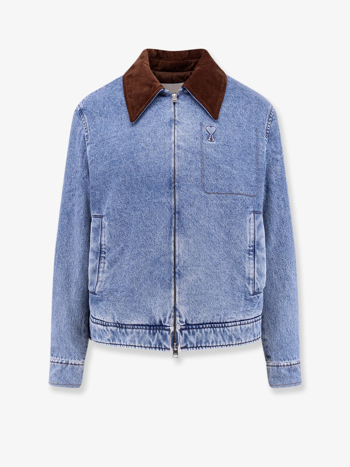 Ami de Coeur padded denim jacket with zip