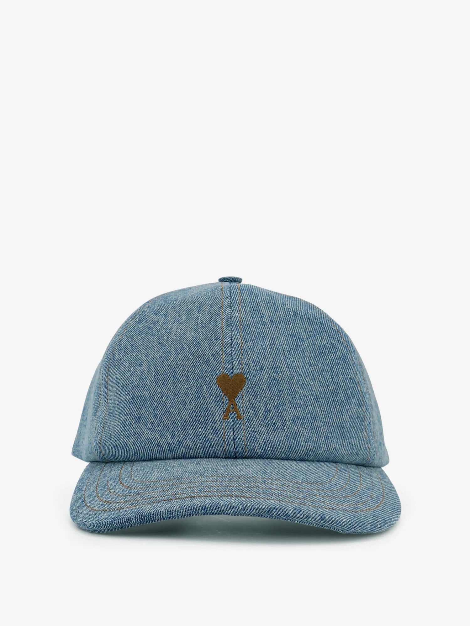 Blue denim hat with embroidered logo