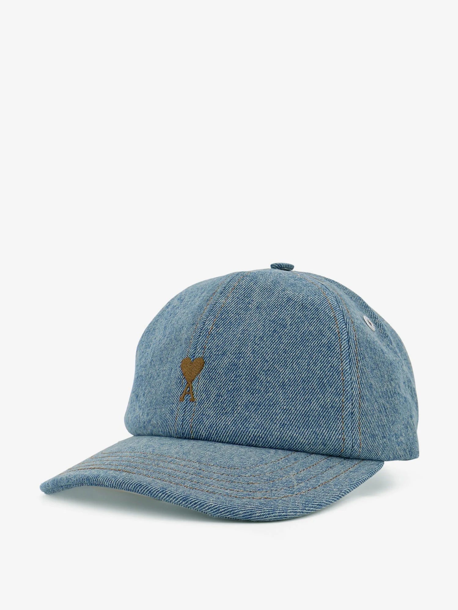 Blue denim hat with embroidered logo