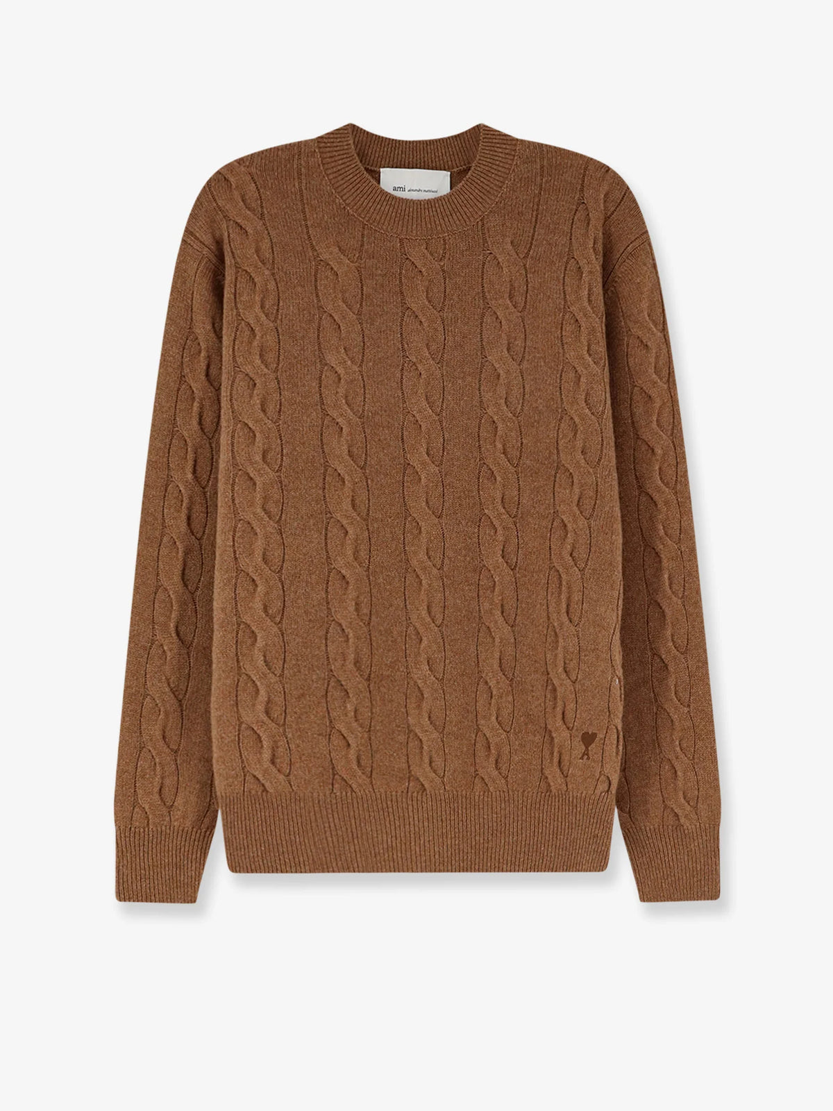 Wool sweater with cable knit