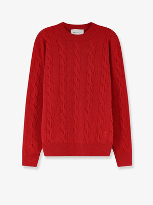 Wool sweater with cable knit