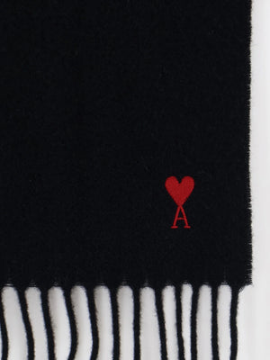 Wool scarf with Ami de C��ur embroidery