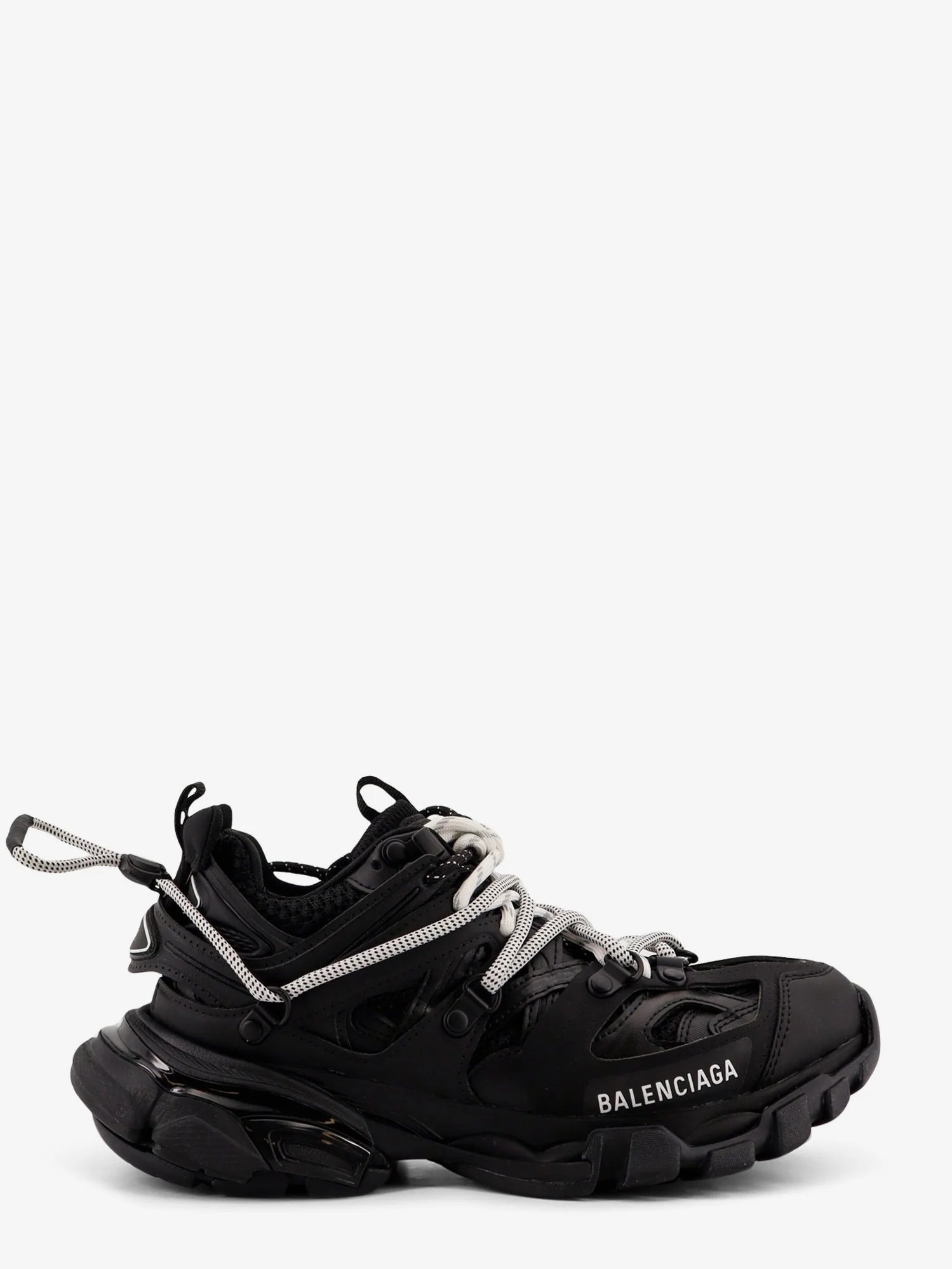 Track mesh sneakers with double laces