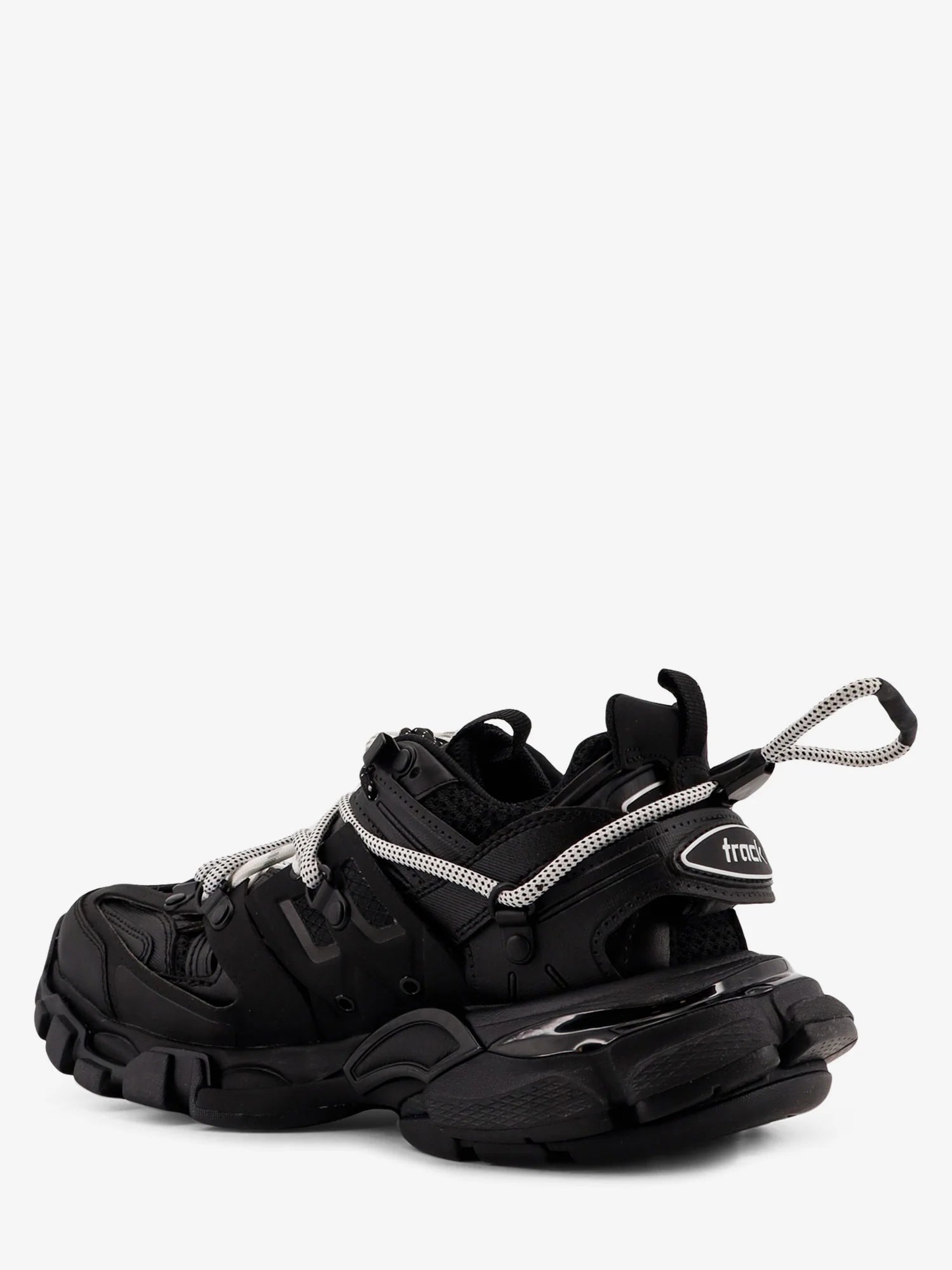 Track mesh sneakers with double laces
