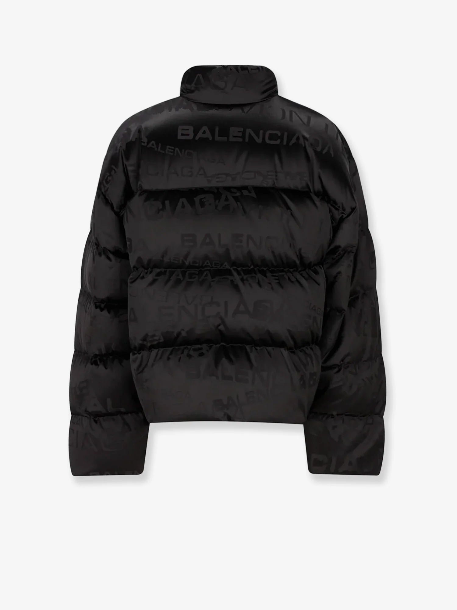 Nylon down jacket with all-over lettering logo