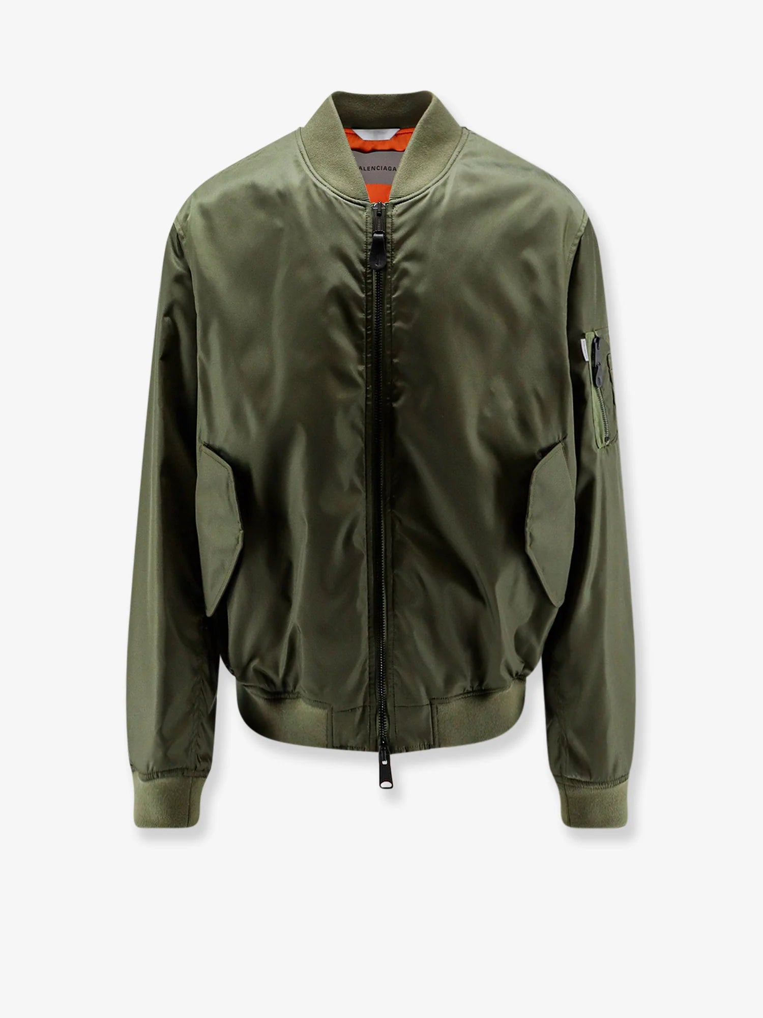 Nylon bomber with orange lining