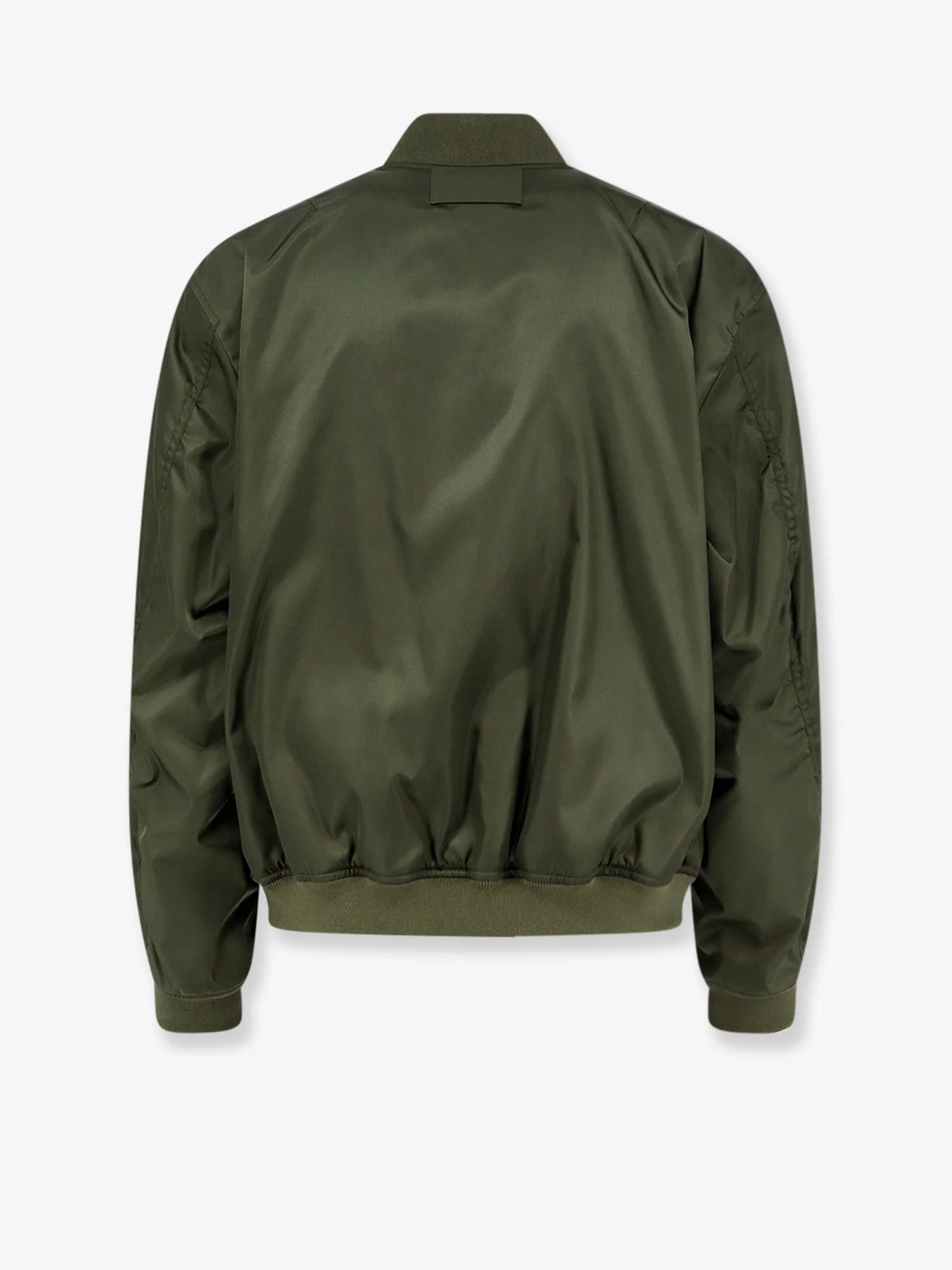 Nylon bomber with orange lining