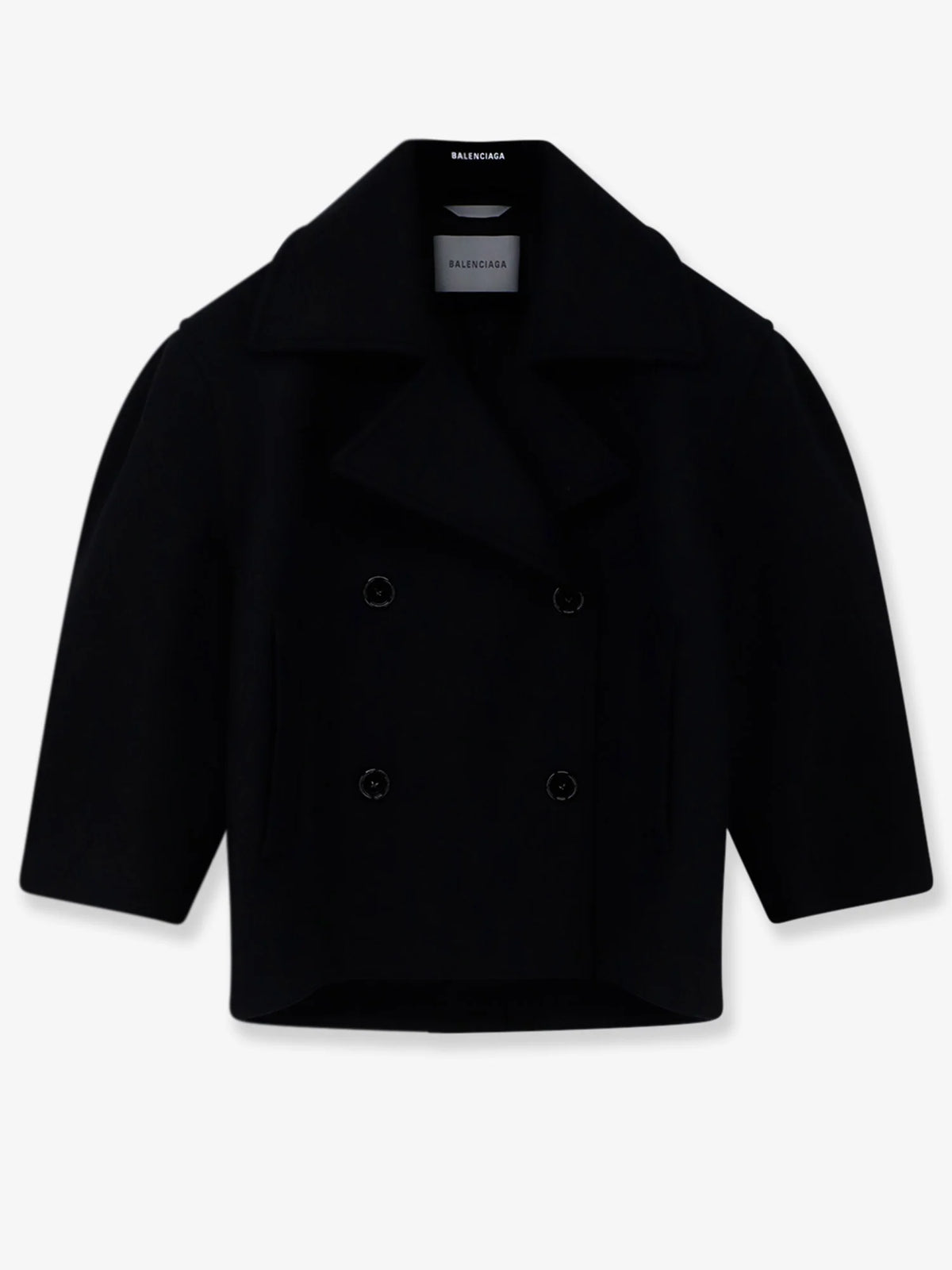 Compact double-wool cocoon peacoat