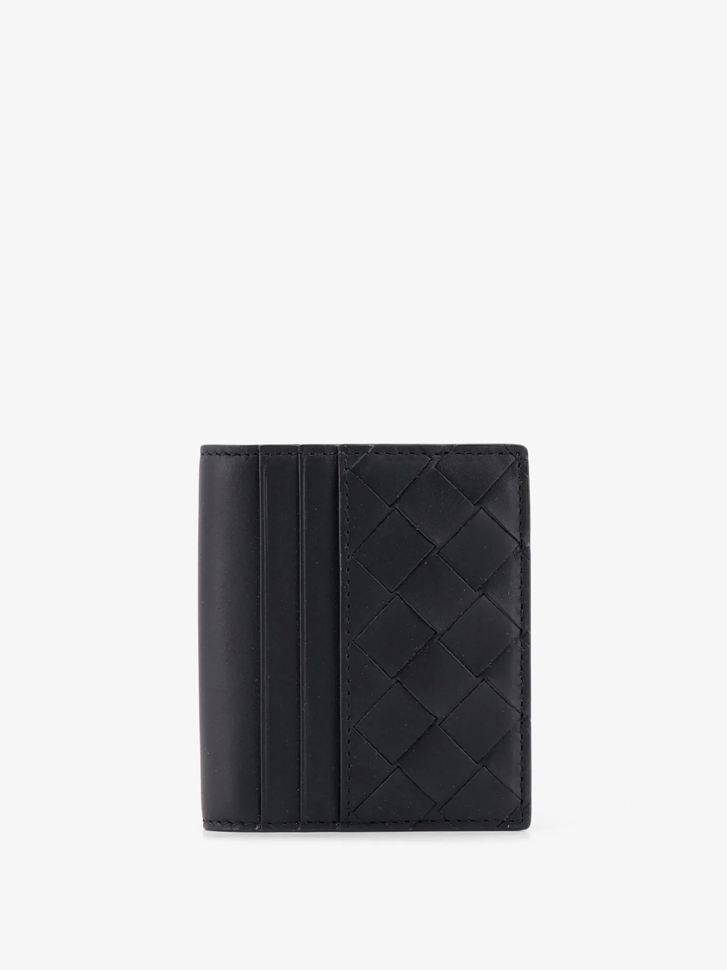 Leather card holder with Intrecciato motif