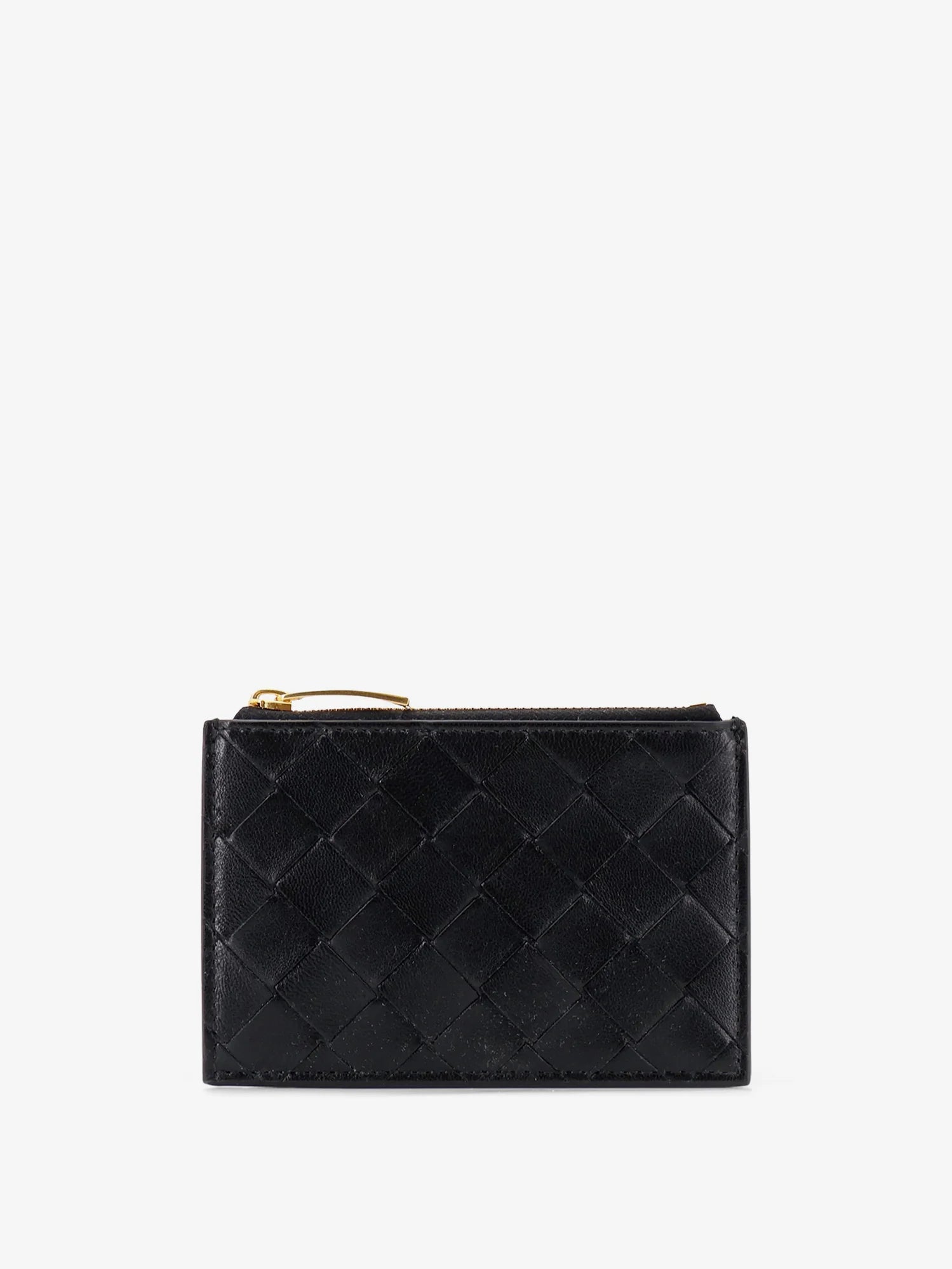 Leather card holder with Intrecciato motif