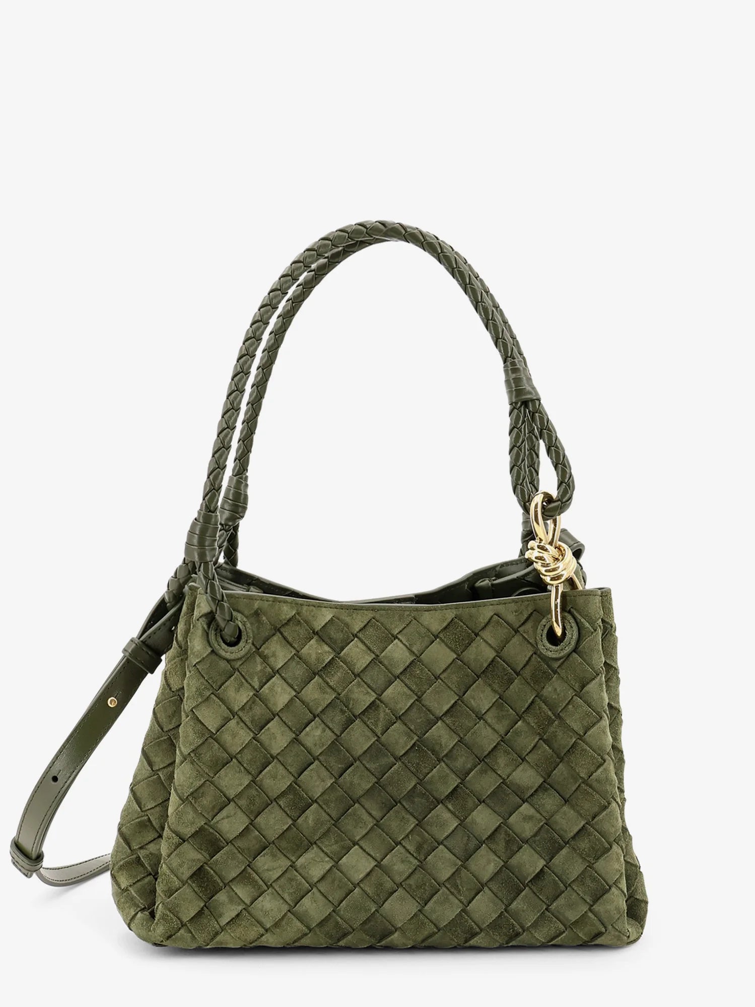 Parachute leather shoulder bag with Intrecciato motif and Knot detail