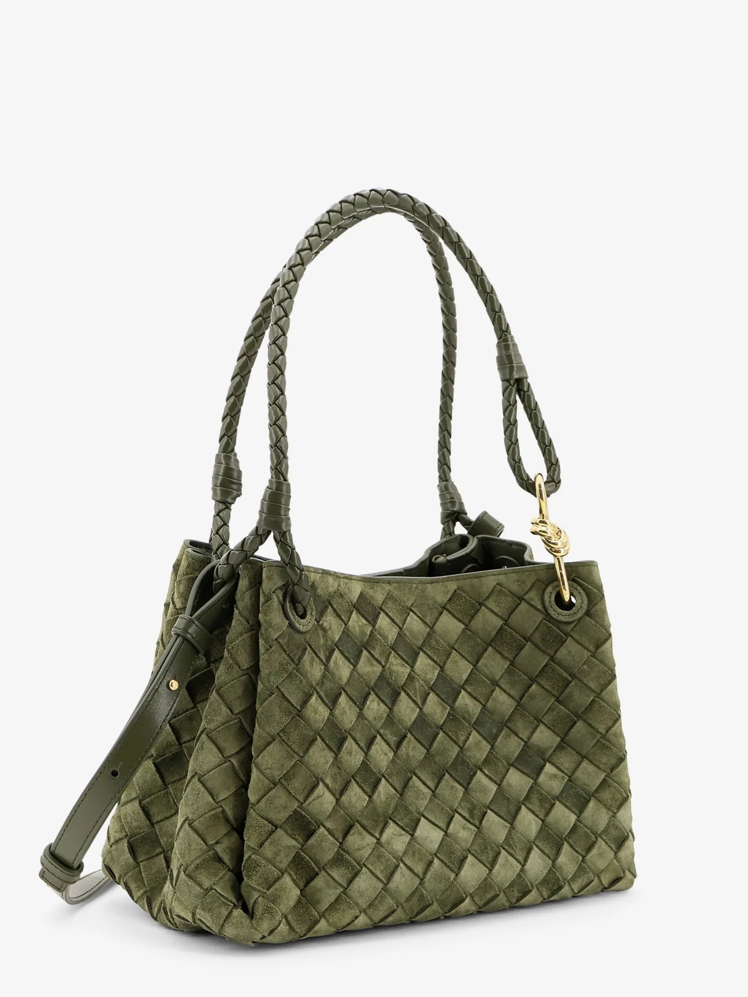Parachute leather shoulder bag with Intrecciato motif and Knot detail