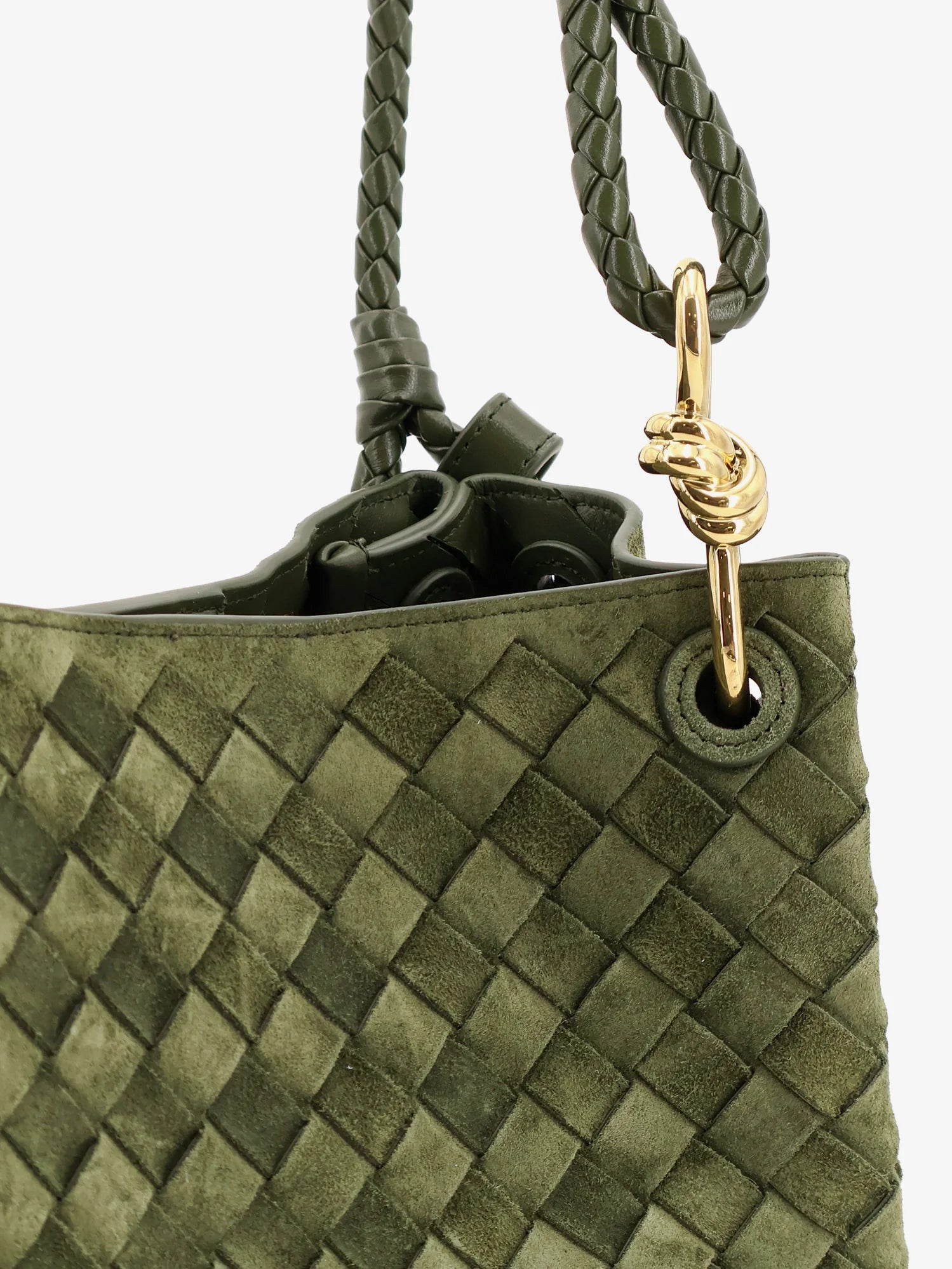 Parachute leather shoulder bag with Intrecciato motif and Knot detail