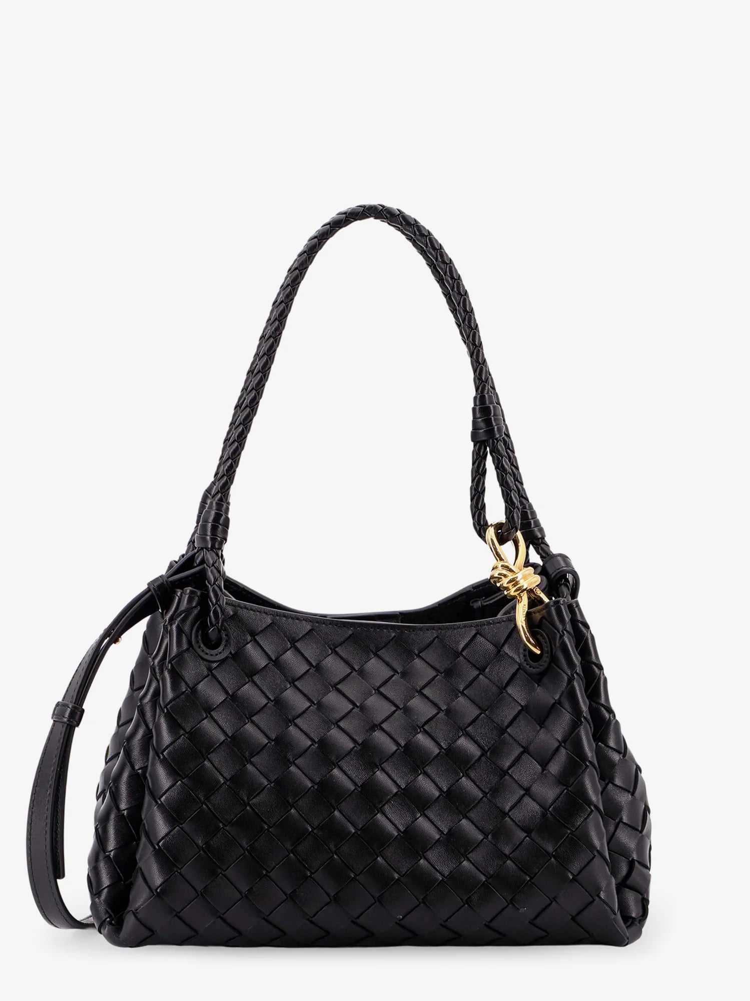 Parachute leather shoulder bag with Intrecciato motif and Knot detail