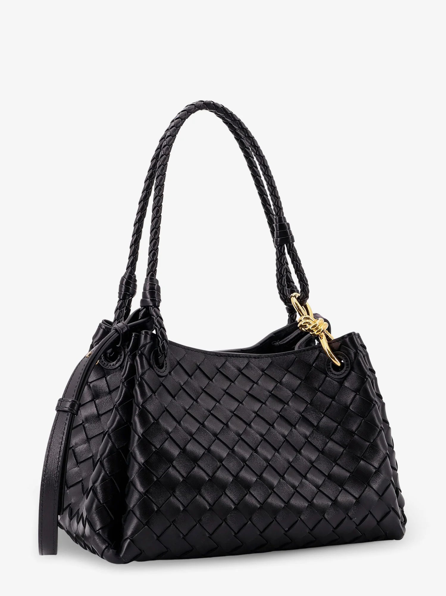 Parachute leather shoulder bag with Intrecciato motif and Knot detail