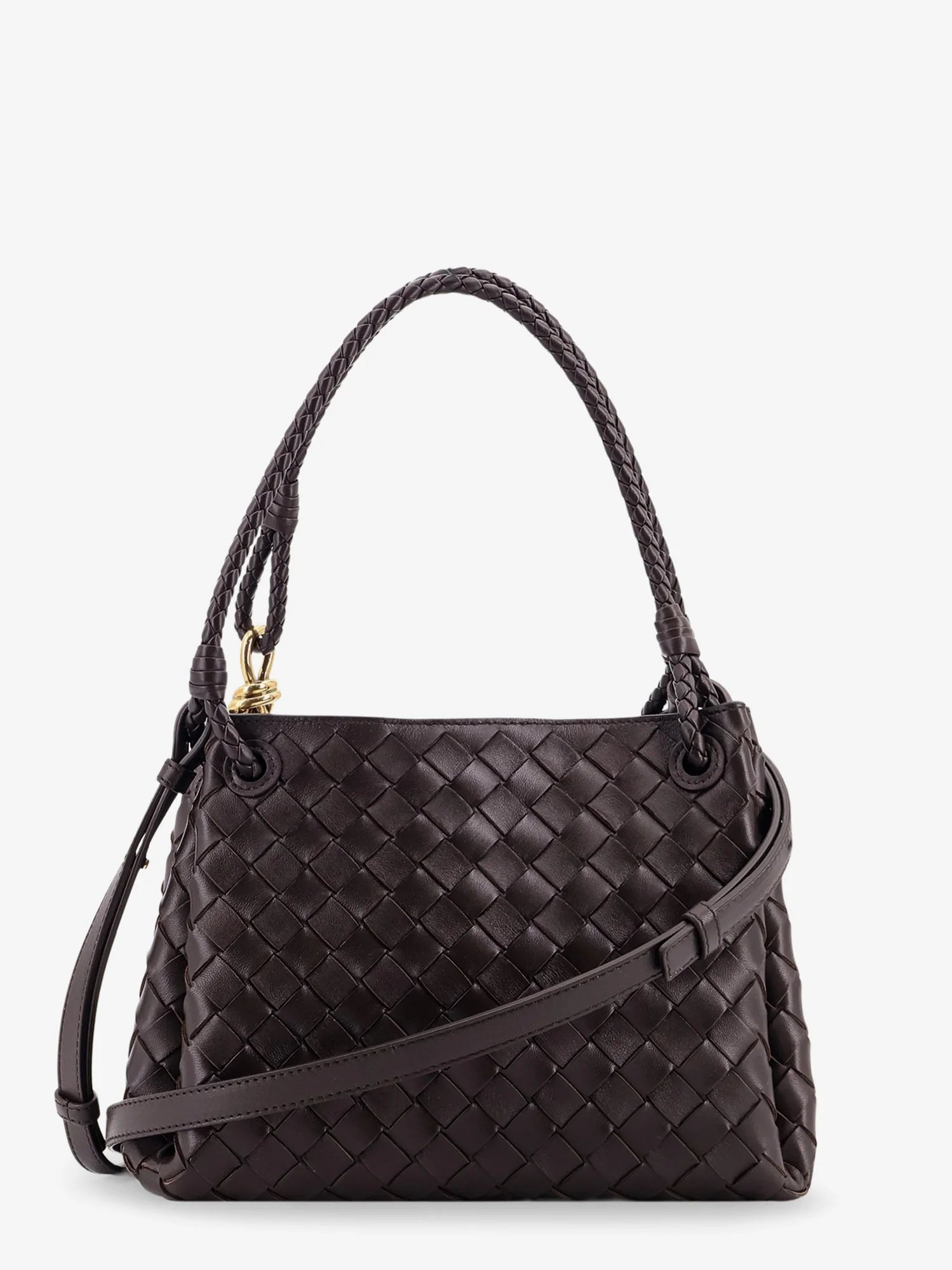 Parachute leather shoulder bag with Intrecciato motif and Knot detail