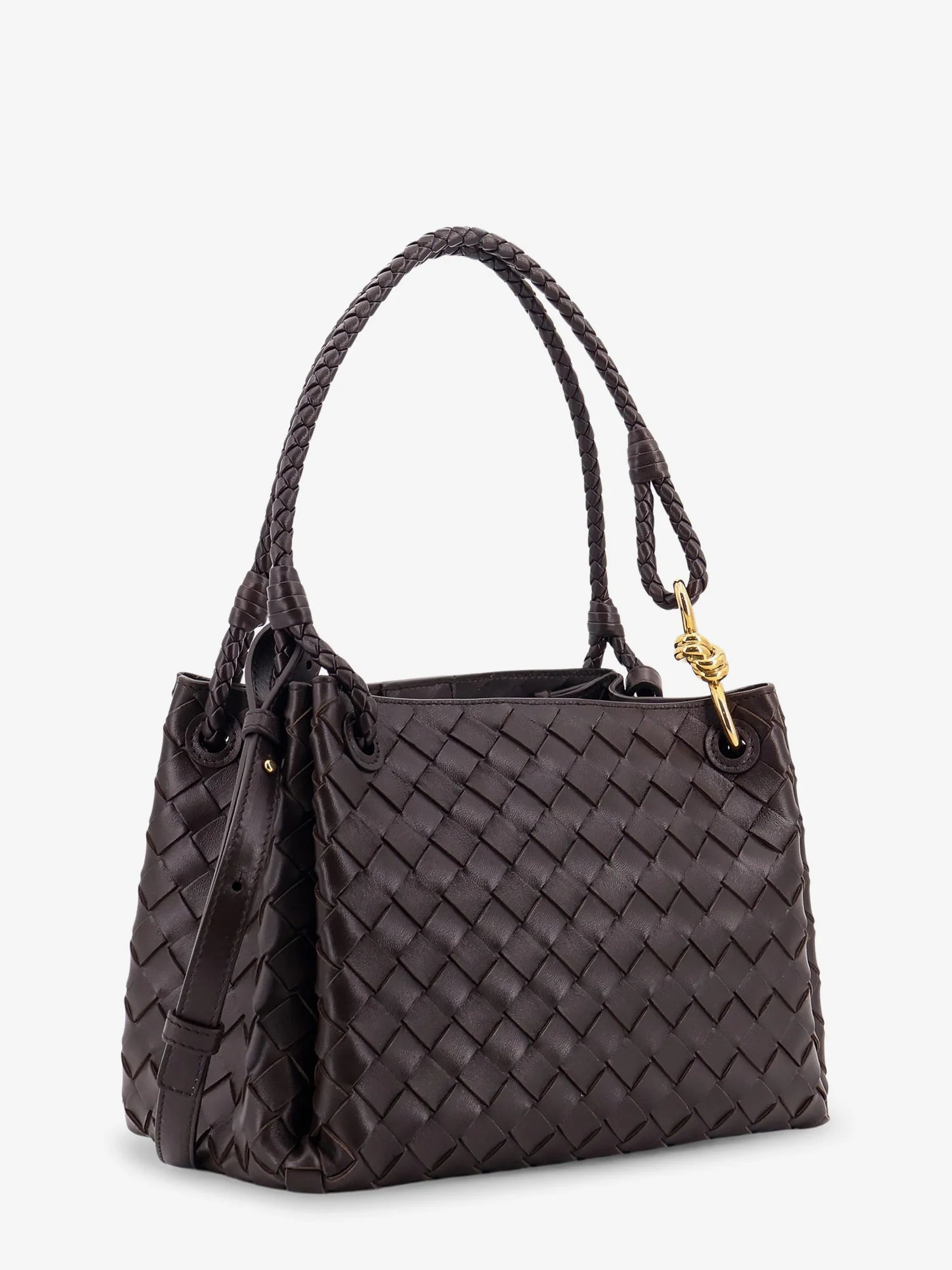 Parachute leather shoulder bag with Intrecciato motif and Knot detail