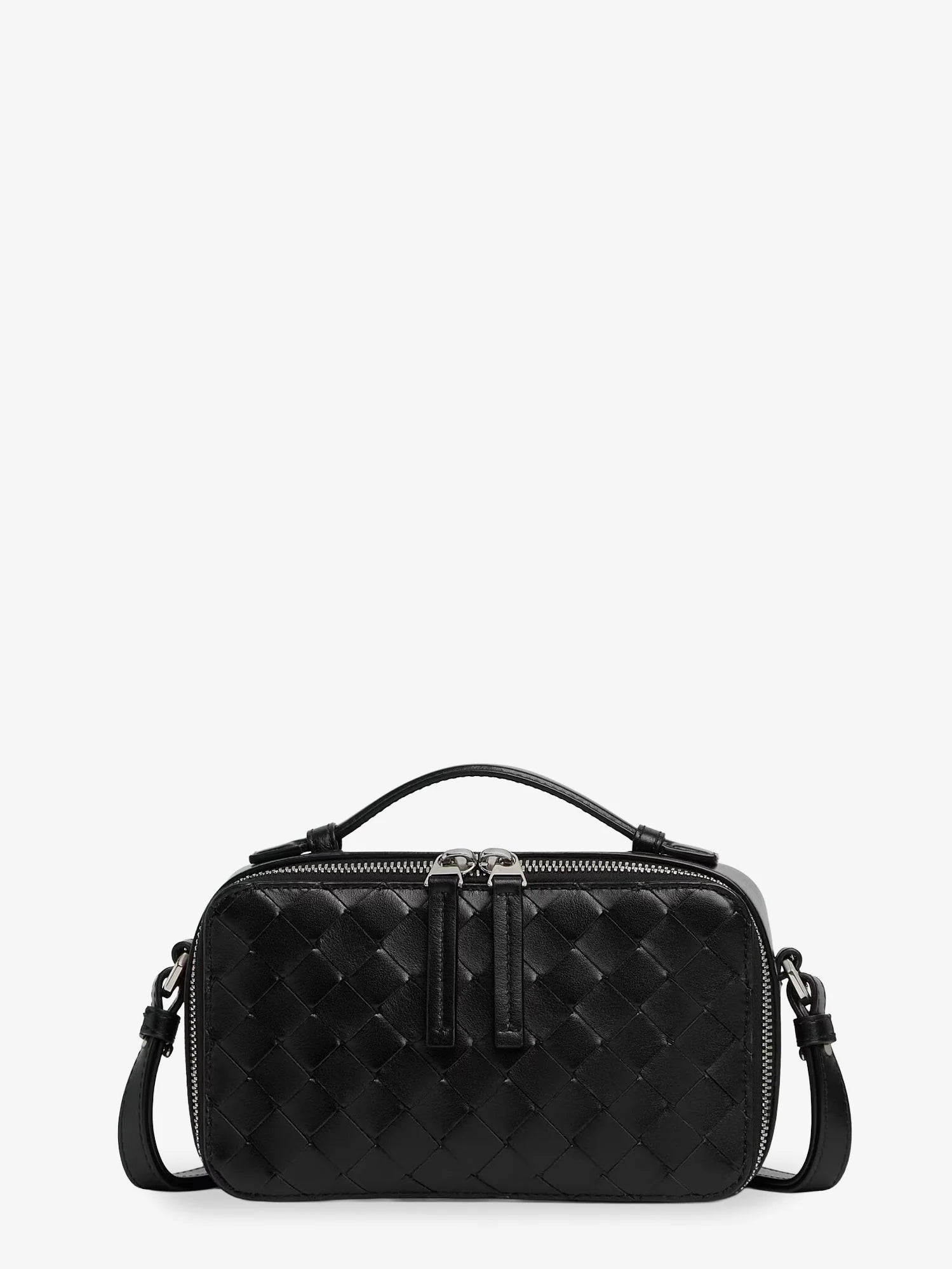 Leather clutch bag with Intrecciato motif