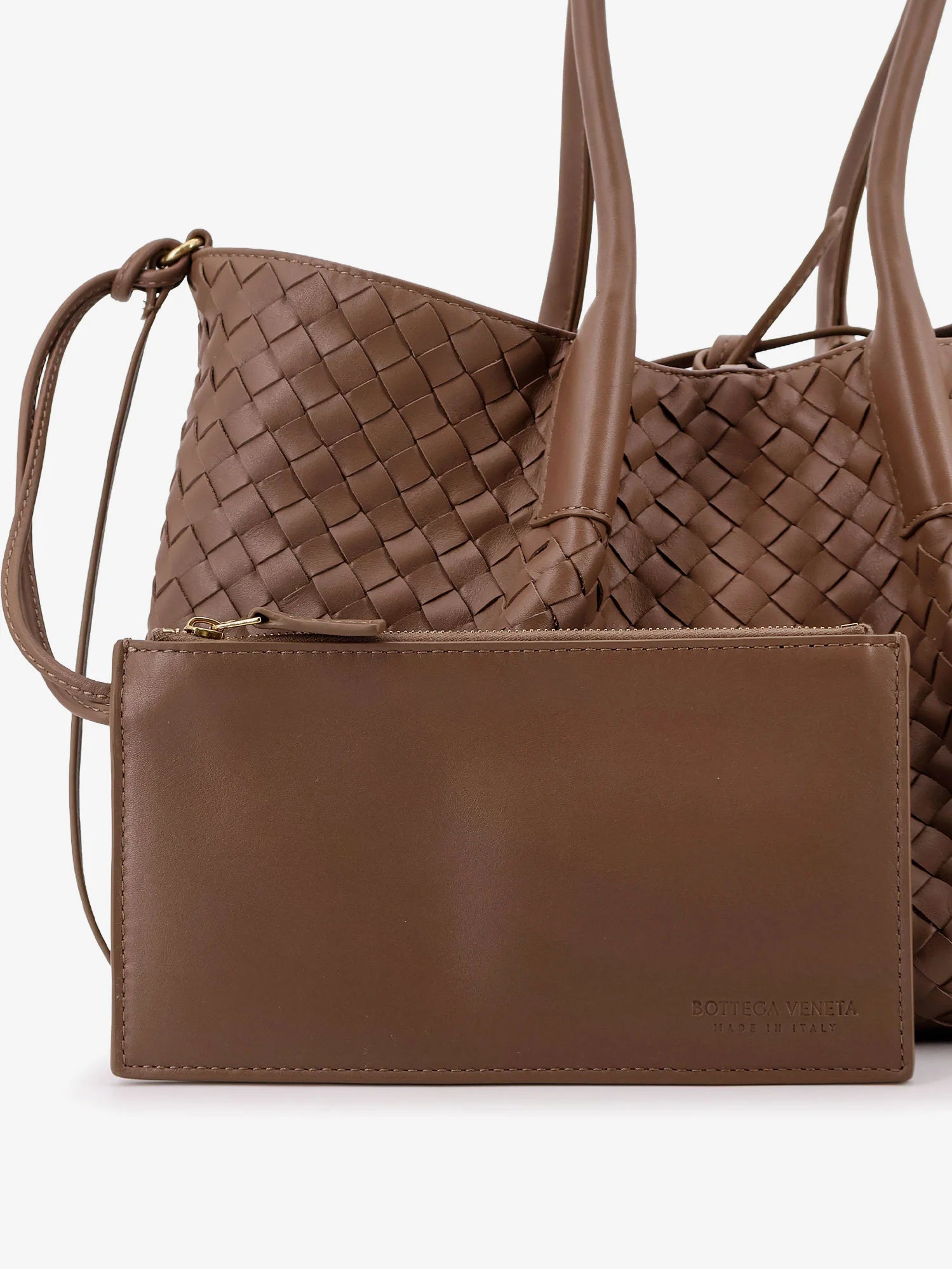 Pinacoteca leather handbag with Intrecciato motif
