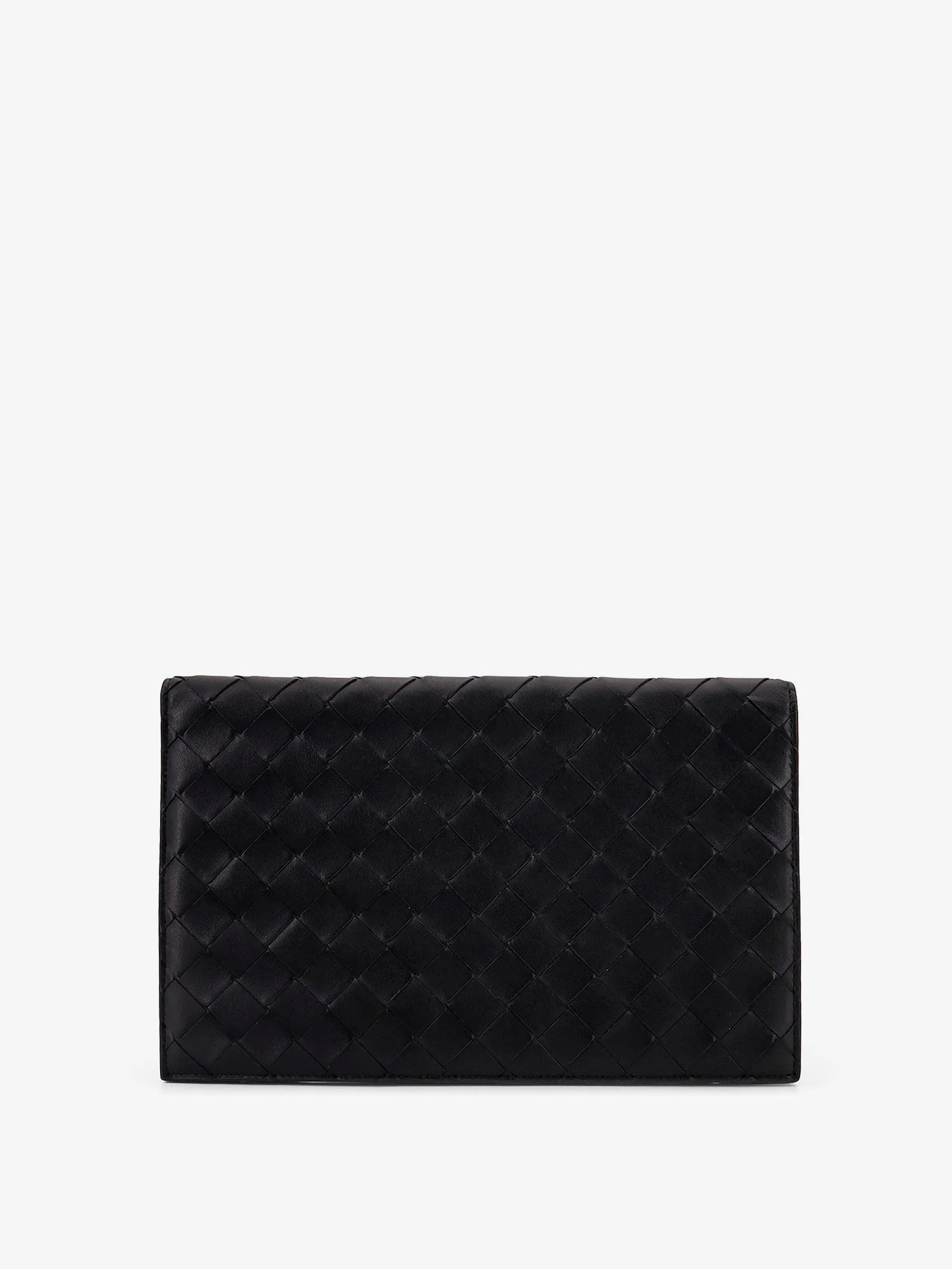Leather clutch bag with Intrecciato motif