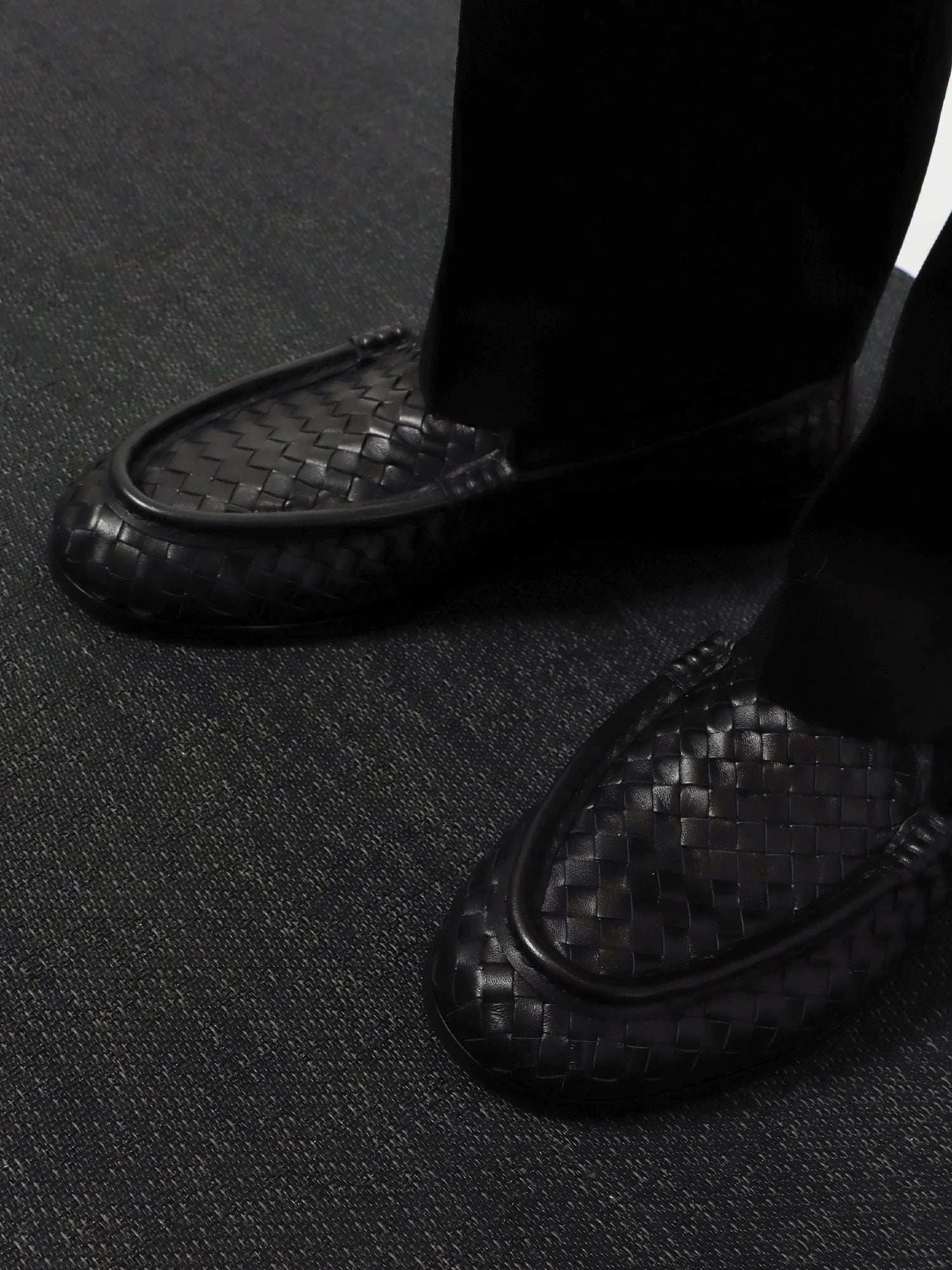 Silenzio leather loafers with Intrecciato motif