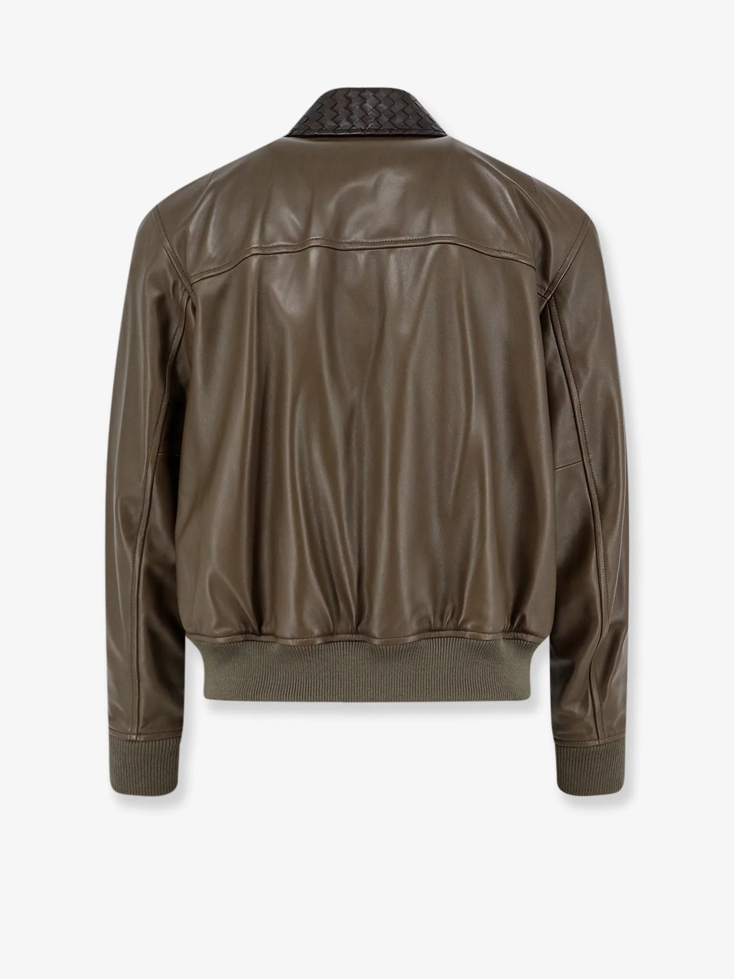 Leather Jacket with Ibntrecciato detail