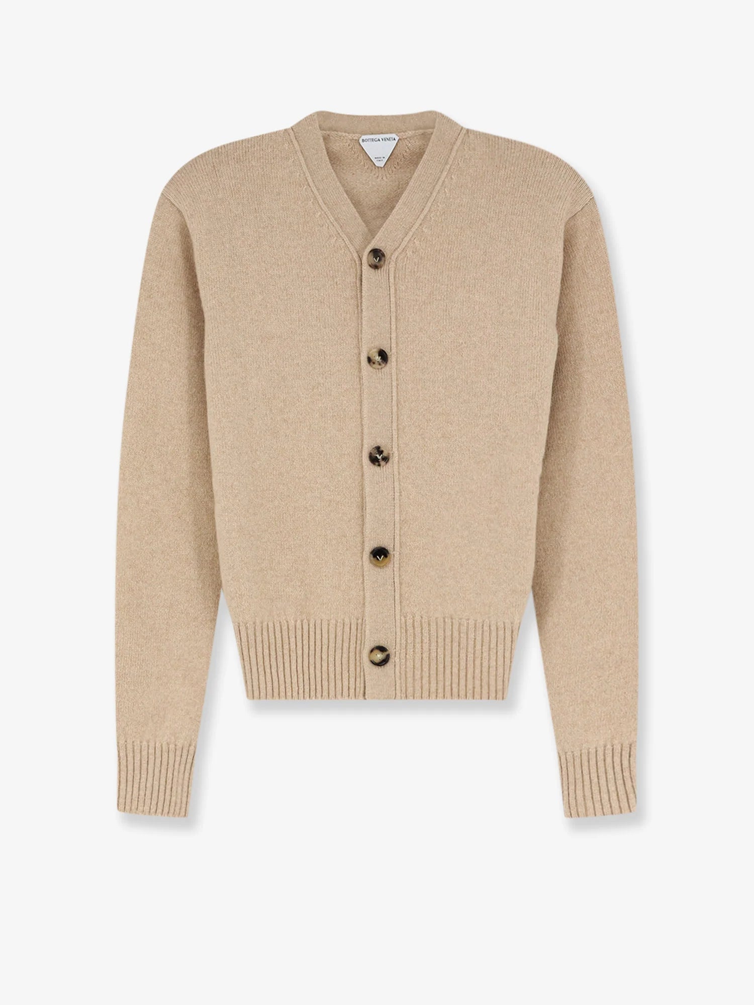 Cashmere blend cardigan with Intrecciato logo patch
