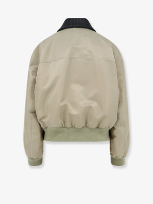 Nylon blouson with Intrecciato leather collar