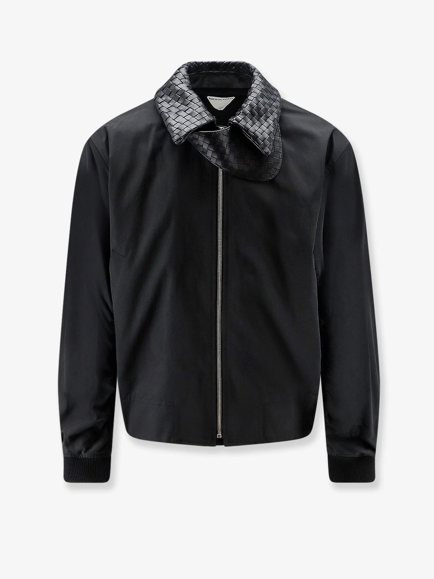 Nylon and cotton jacket with Intrecciato details