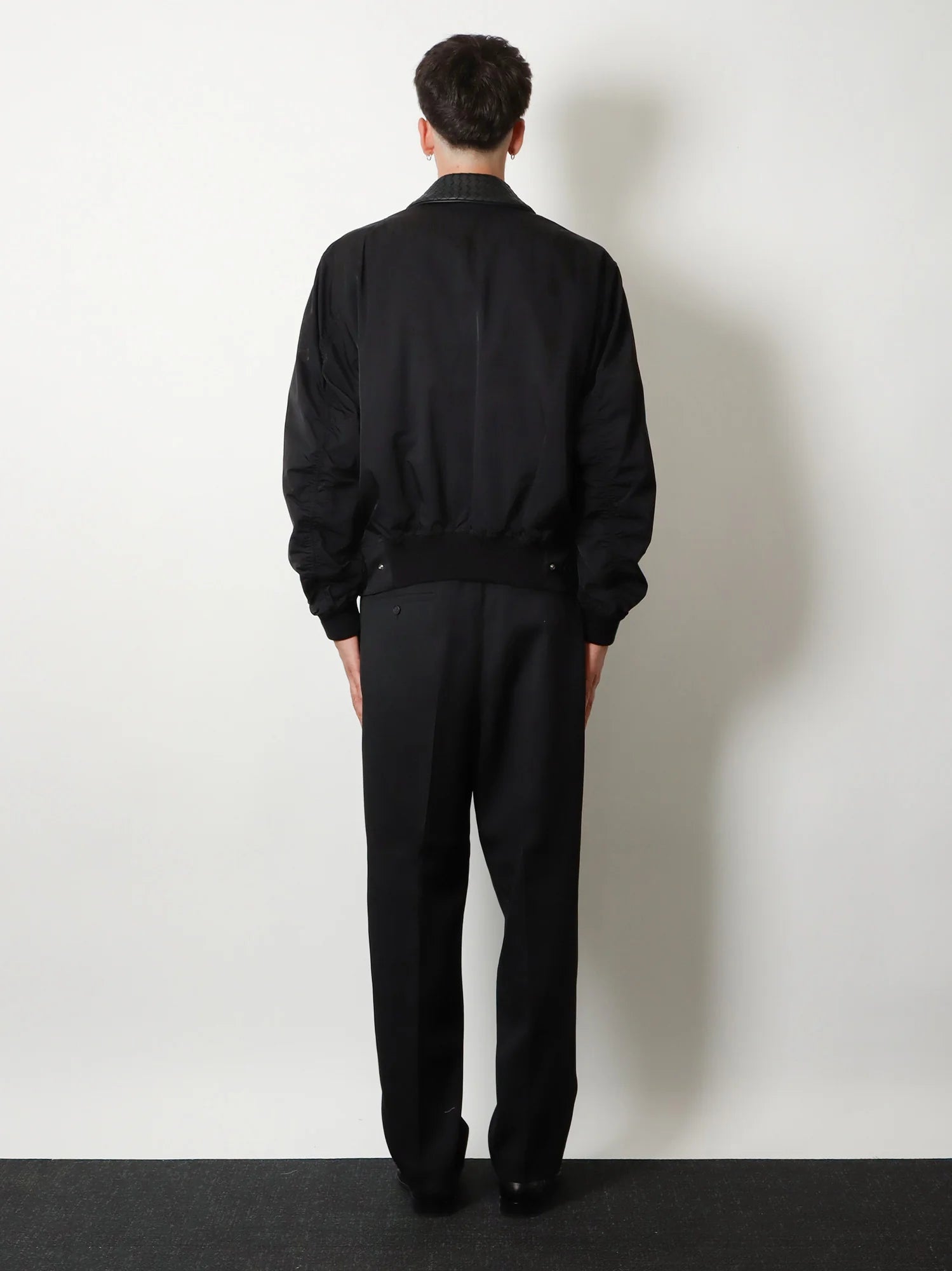 Nylon and cotton jacket with Intrecciato details