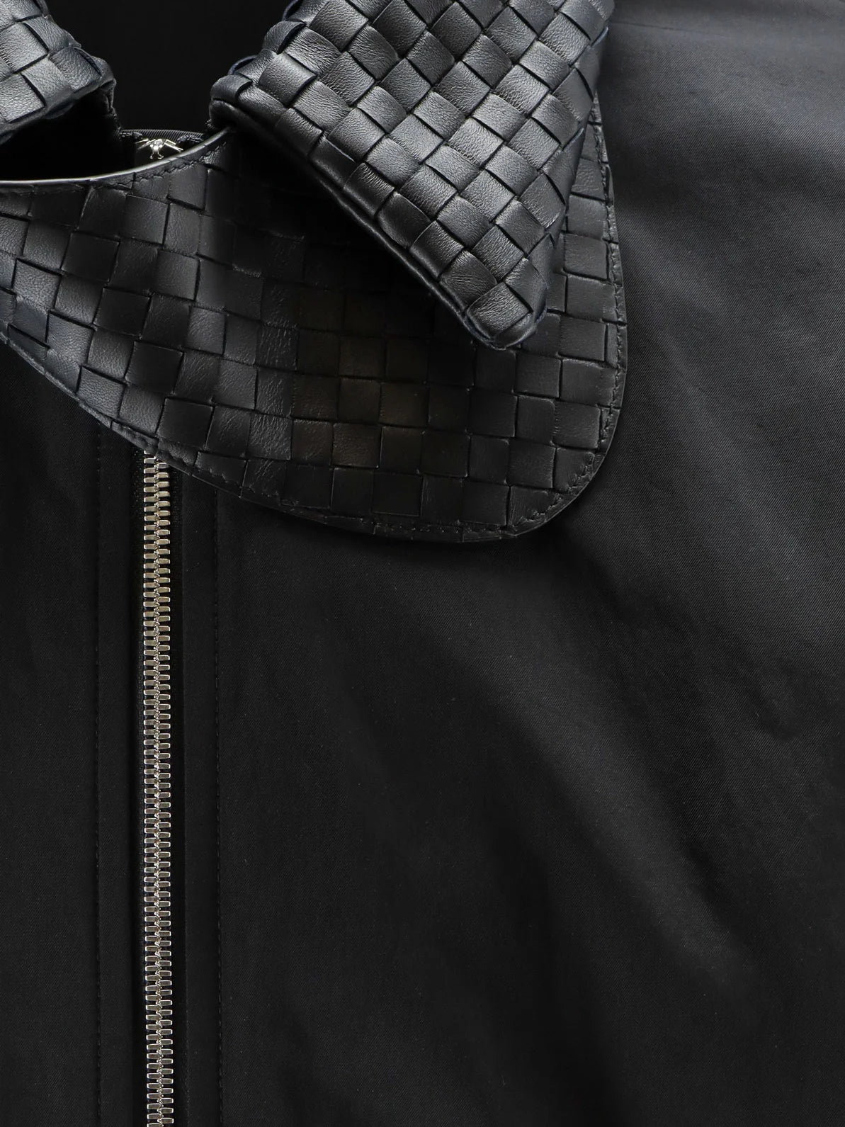 Nylon and cotton jacket with Intrecciato details