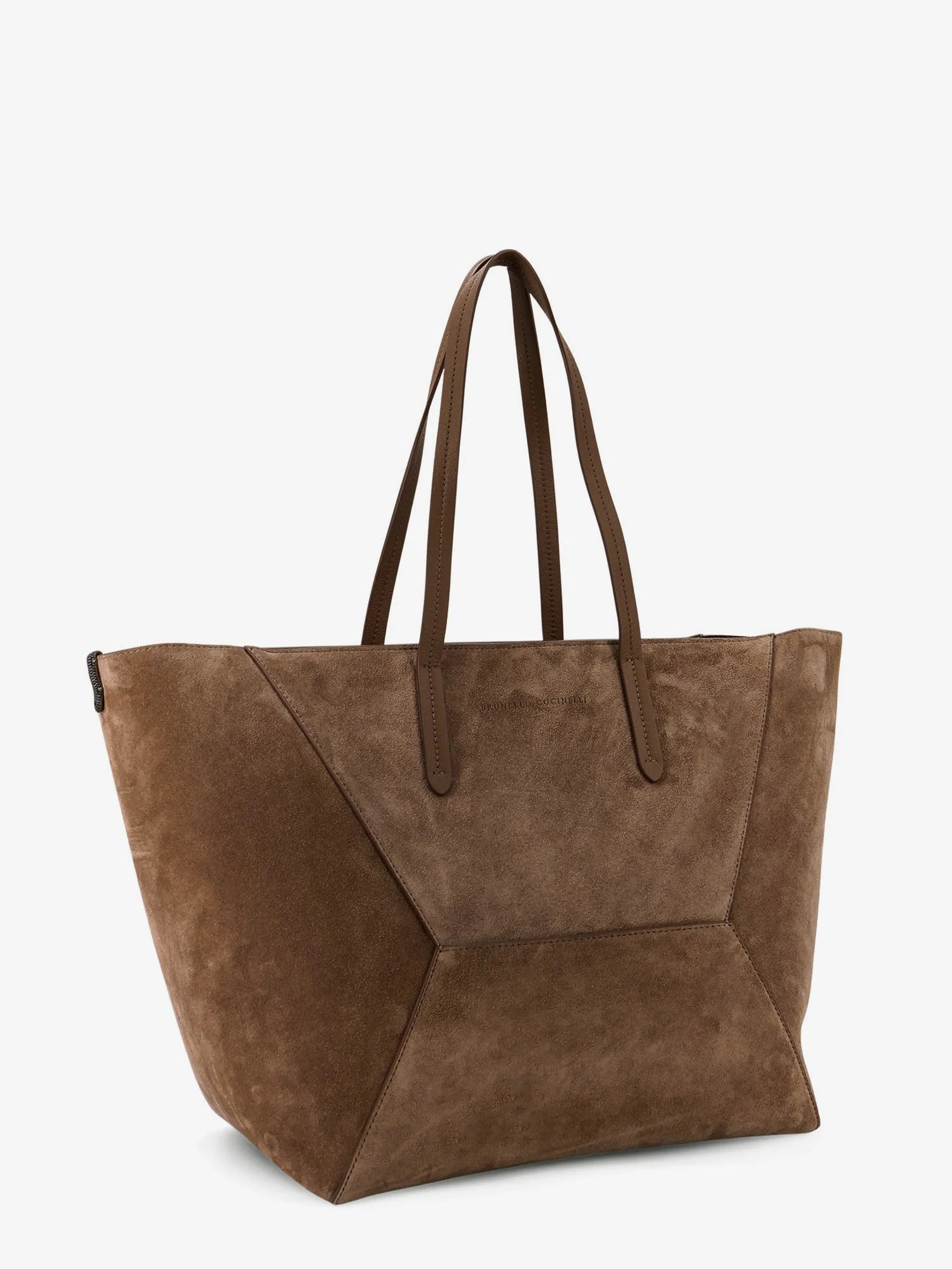 BC Duo suede shoulder bag with engraved logo