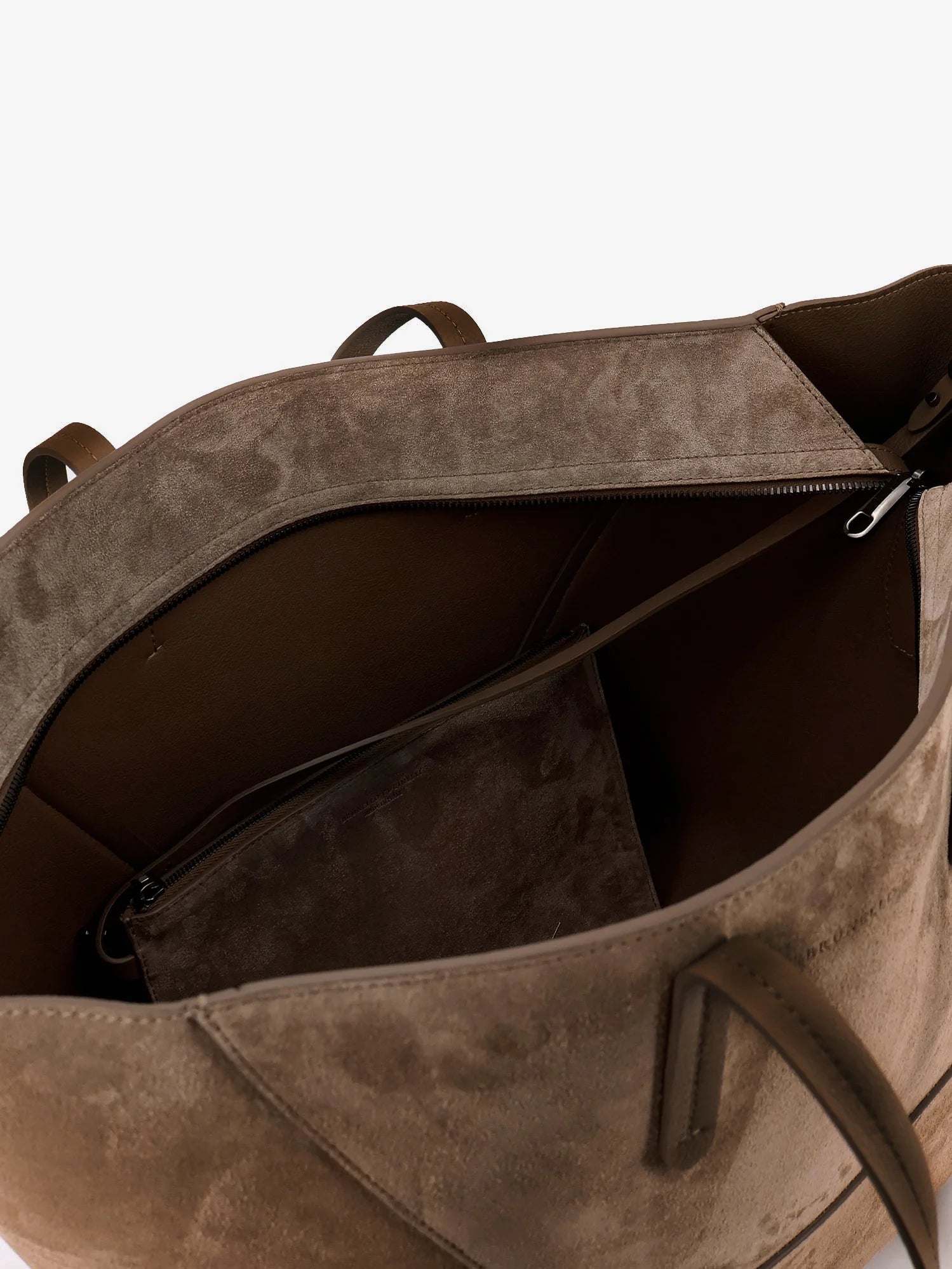 BC Duo suede shoulder bag with engraved logo