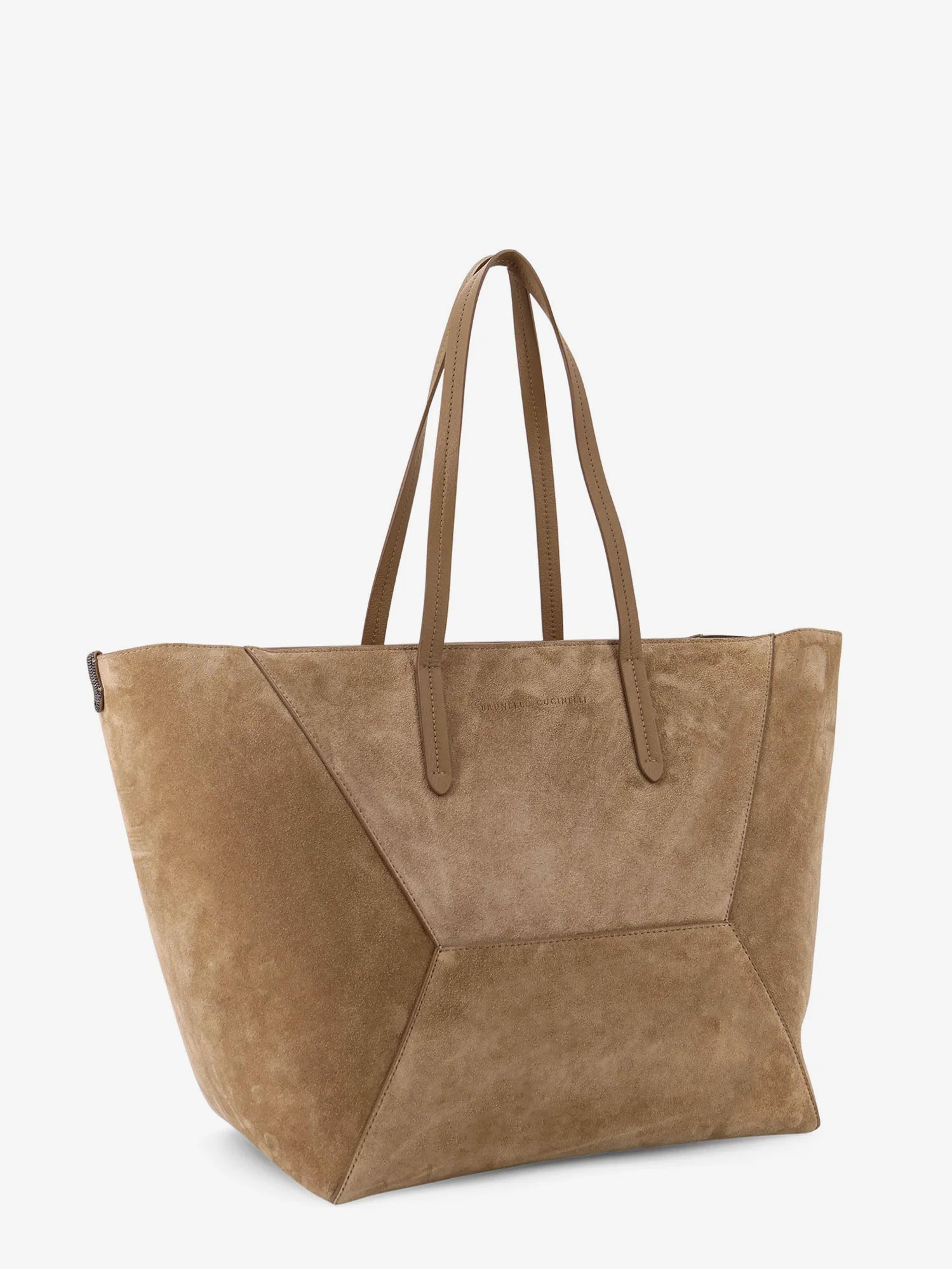 BC Duo suede shoulder bag with engraved logo
