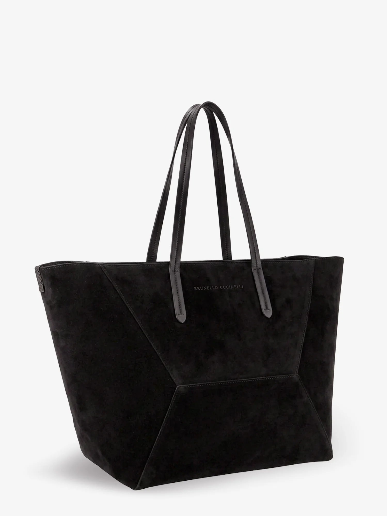 BC Duo suede shoulder bag with engraved logo