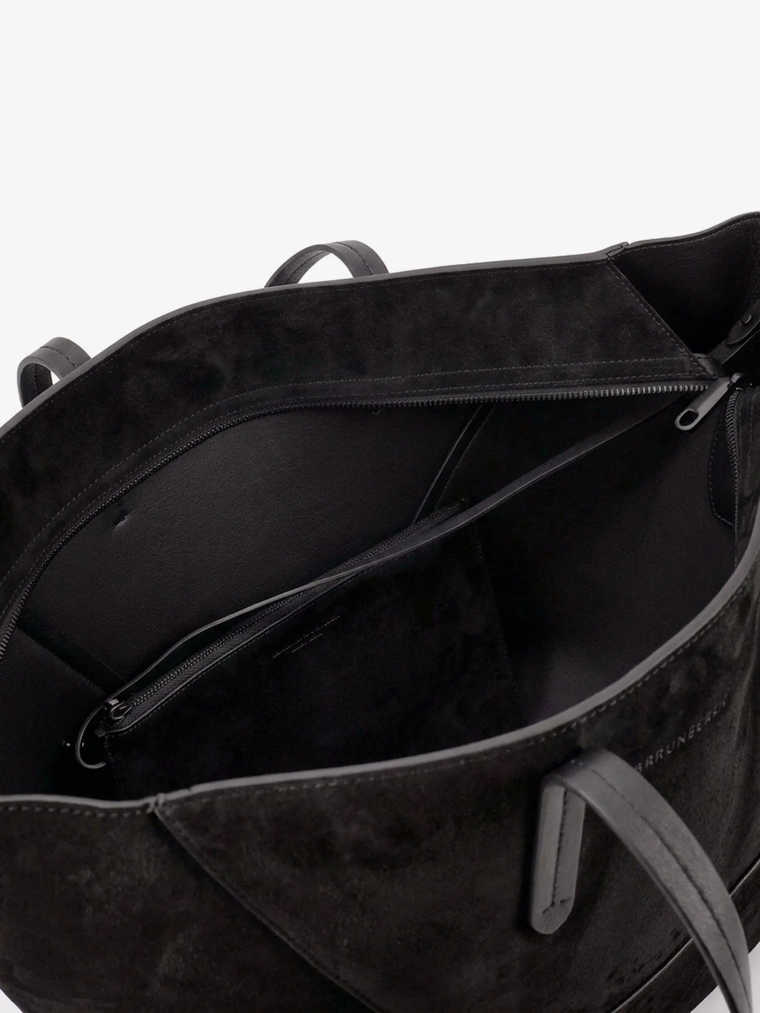 BC Duo suede shoulder bag with engraved logo