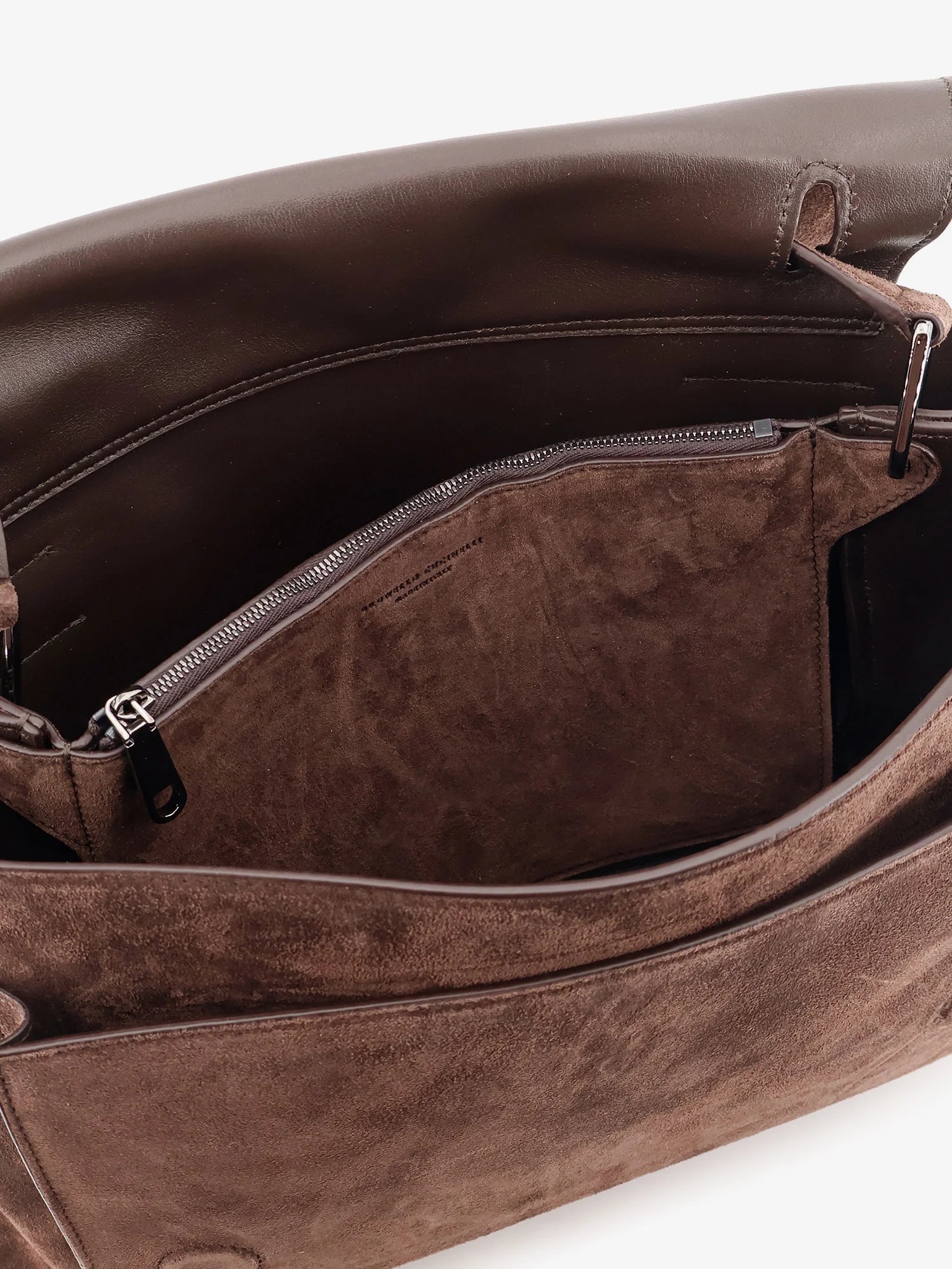 Suede crossbody bag with Monili details