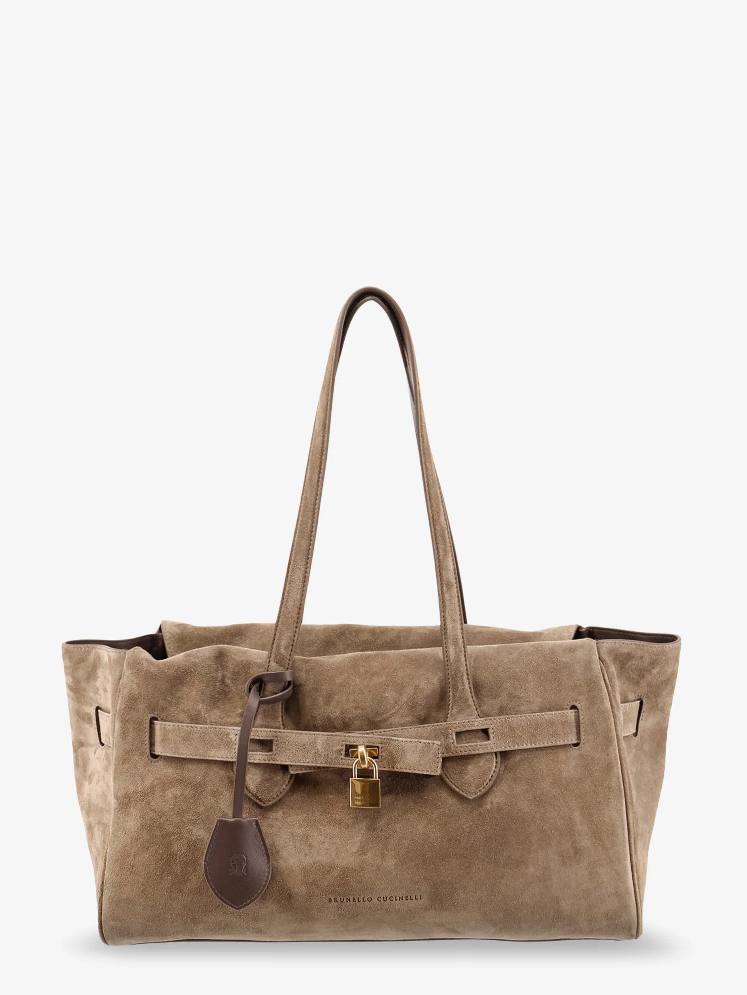 Suede shoulder bag with logo padlock detail