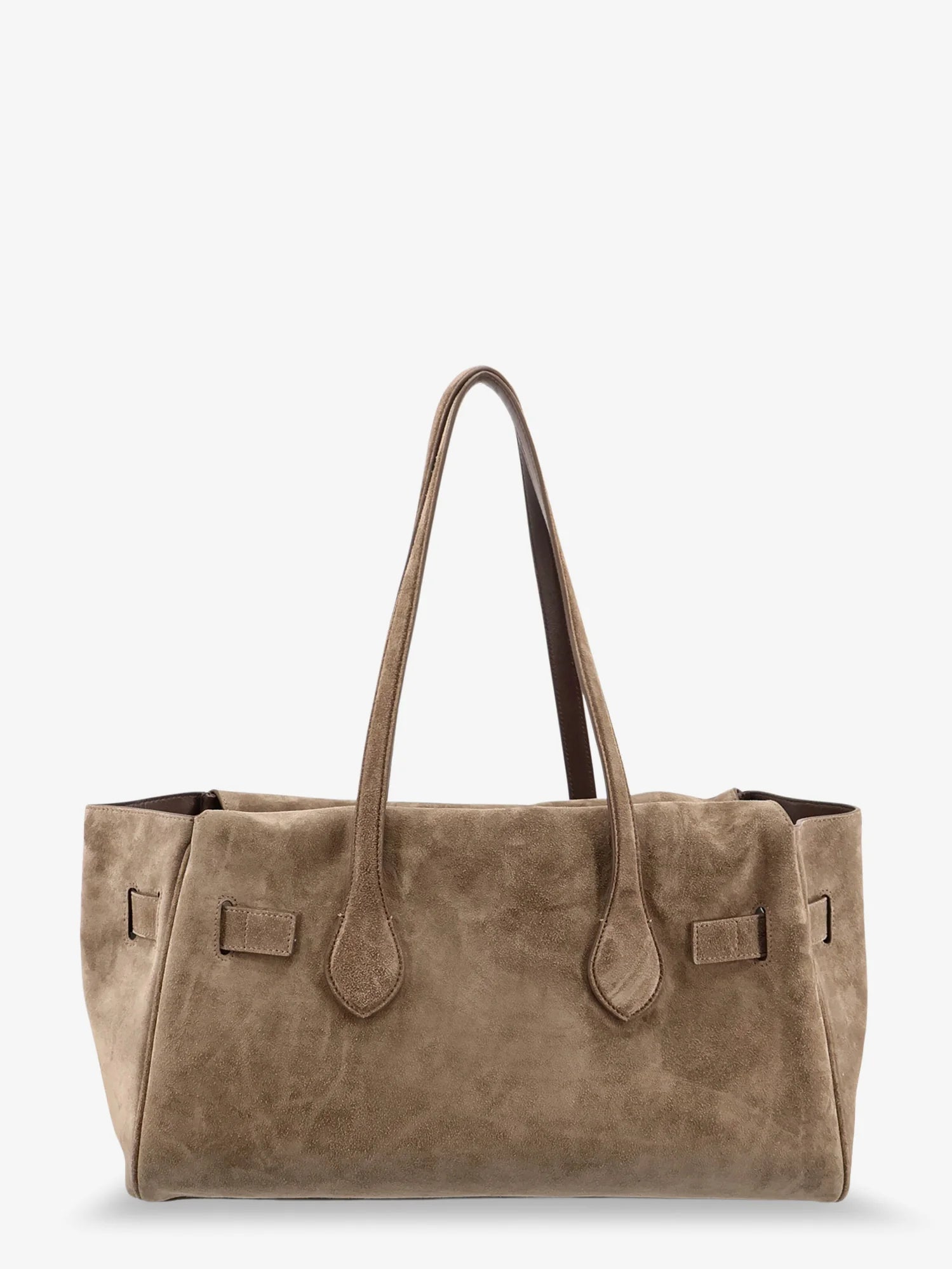 Suede shoulder bag with logo padlock detail