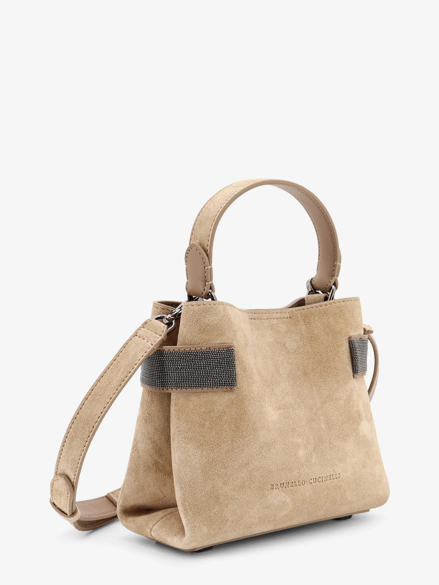 Suede shoulder bag with Monili detail