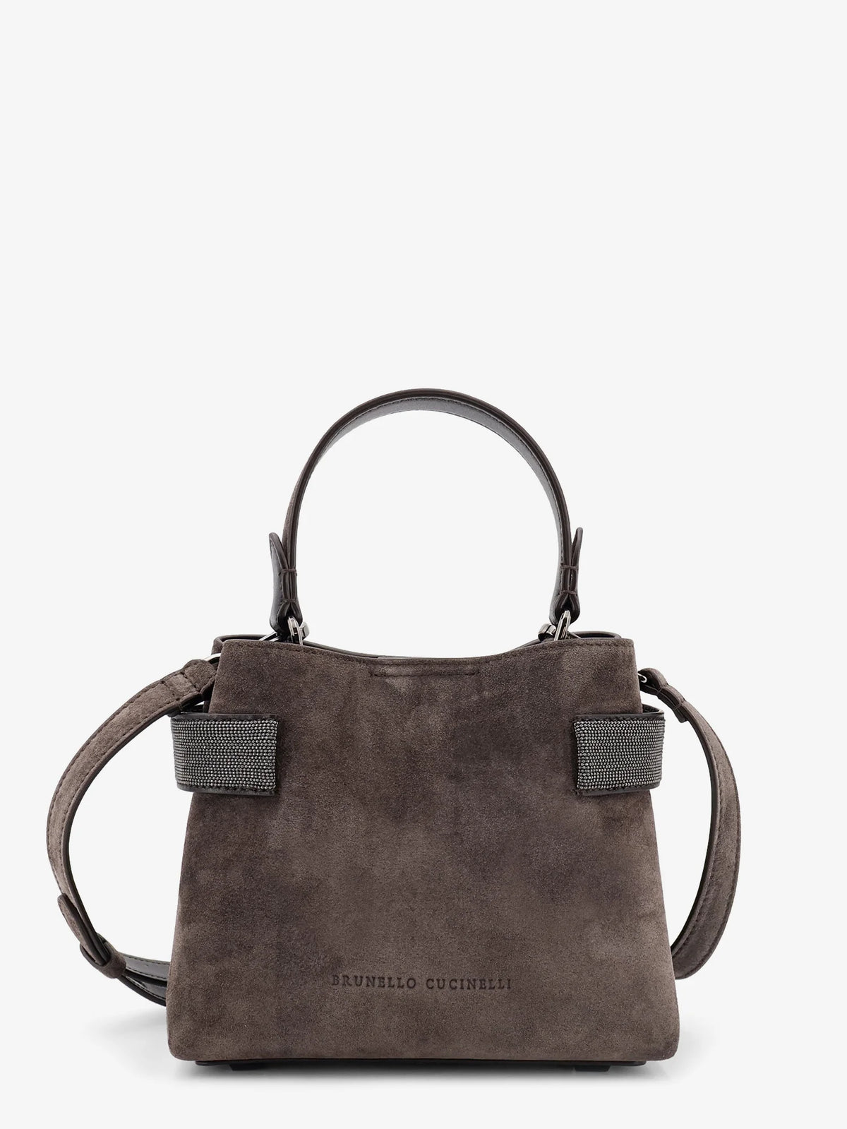 Suede shoulder bag with Monili detail