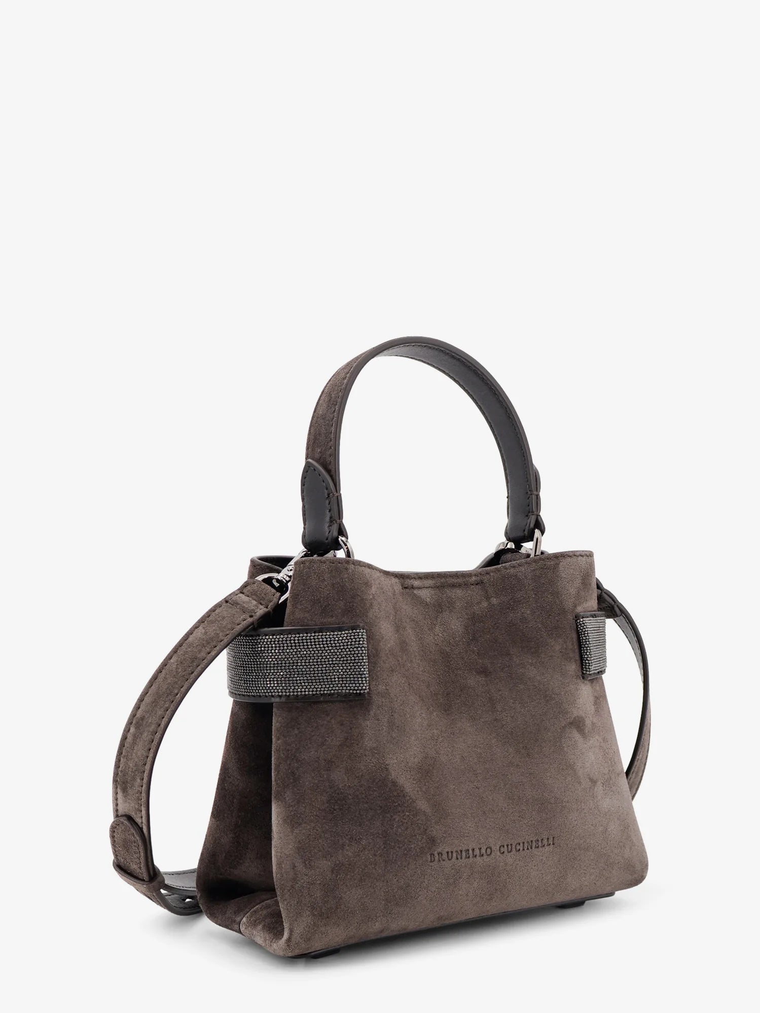 Suede shoulder bag with Monili detail