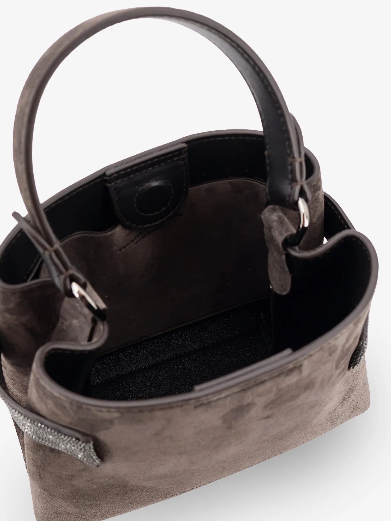 Suede shoulder bag with Monili detail