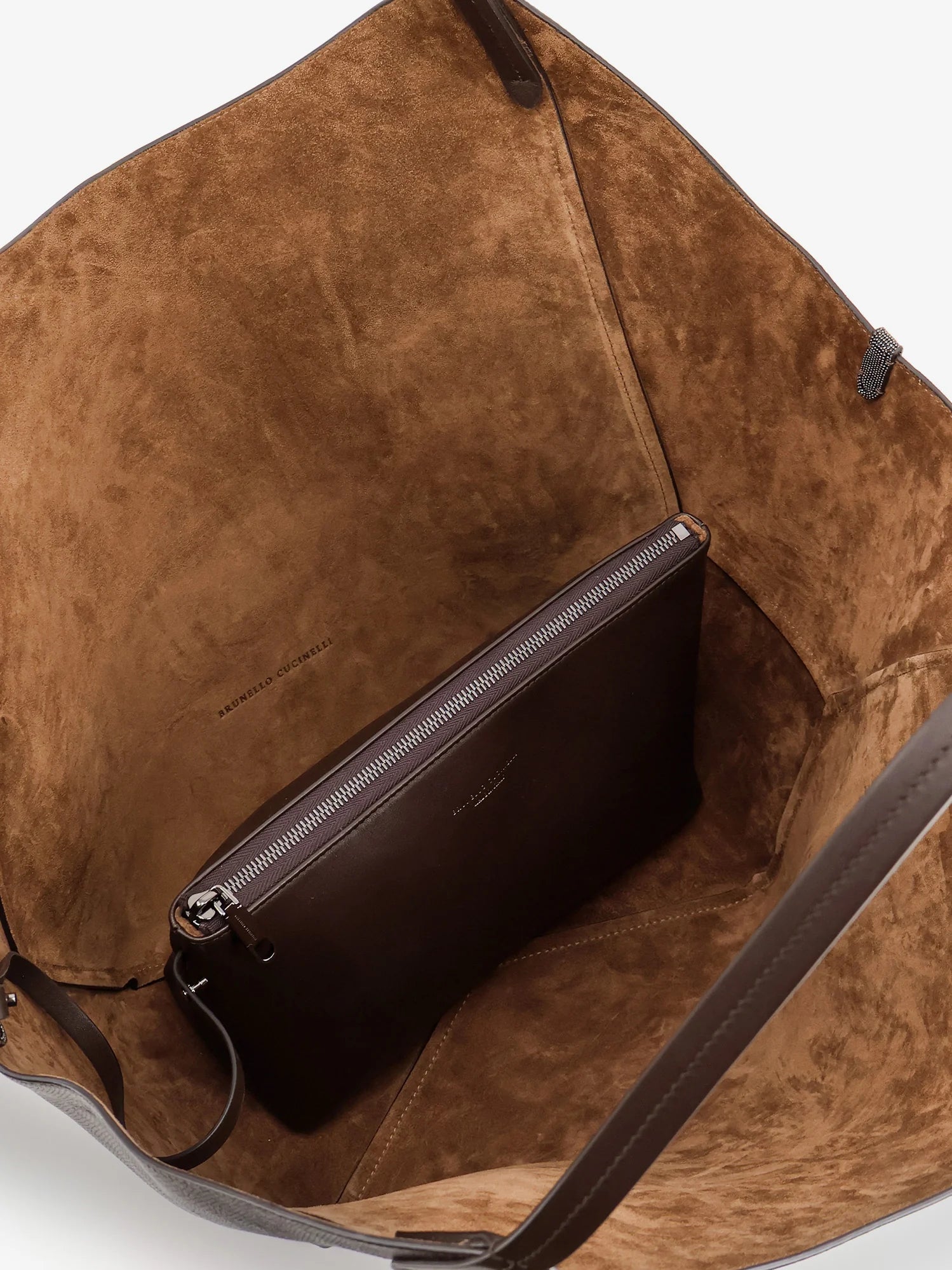Leather shopping bag with side Monili detail
