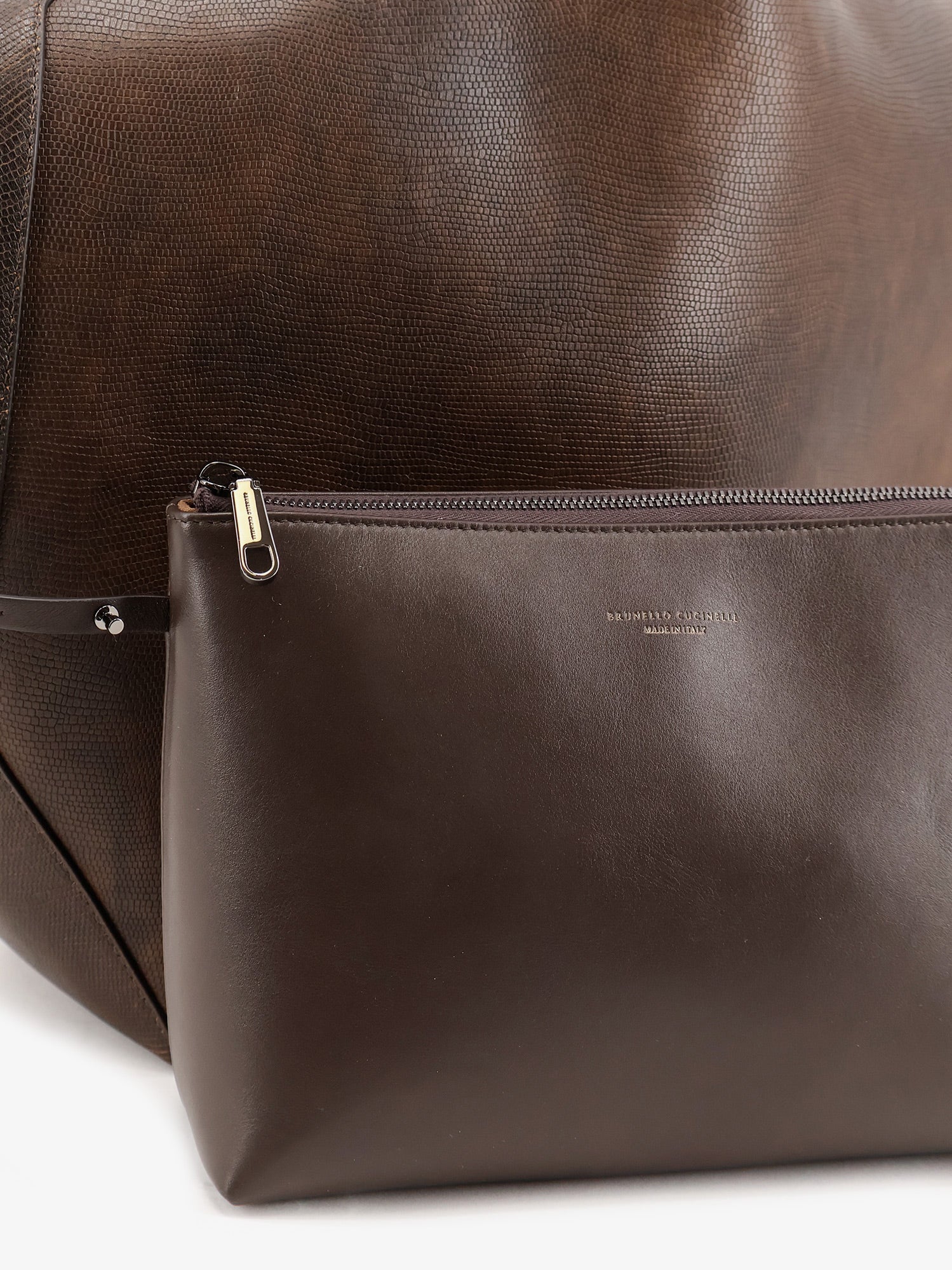 Leather shopping bag with side Monili detail