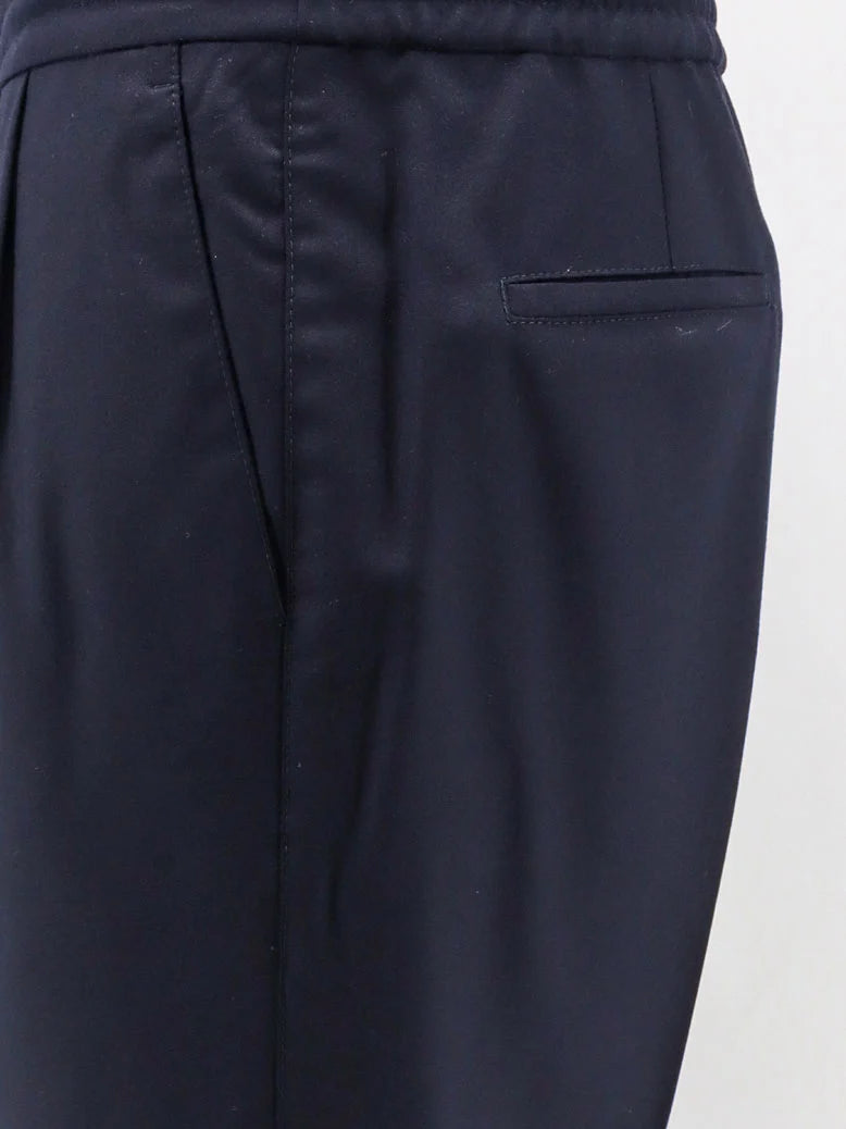Virgin wool trousers with adjustable drawstring