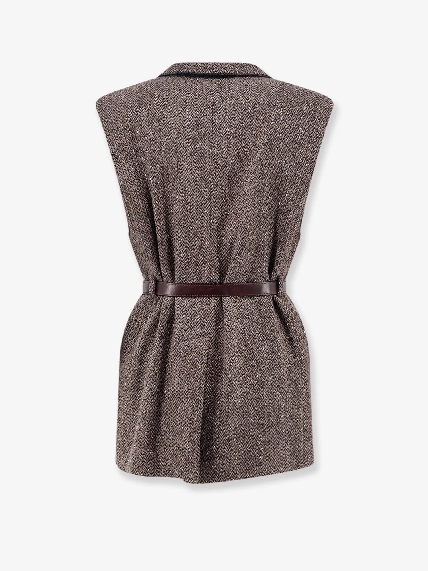 Sleeveless blazer with belt