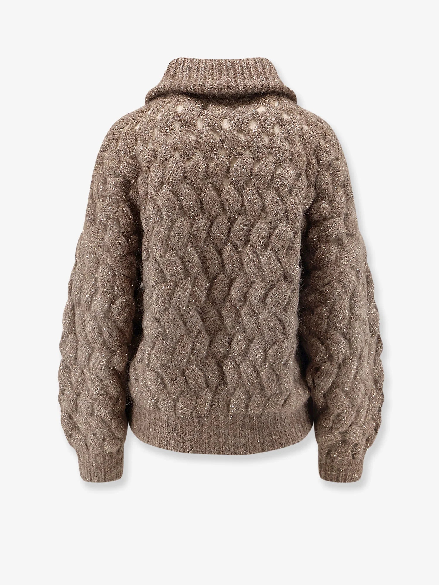 Perforated cardigan with micro-sequins